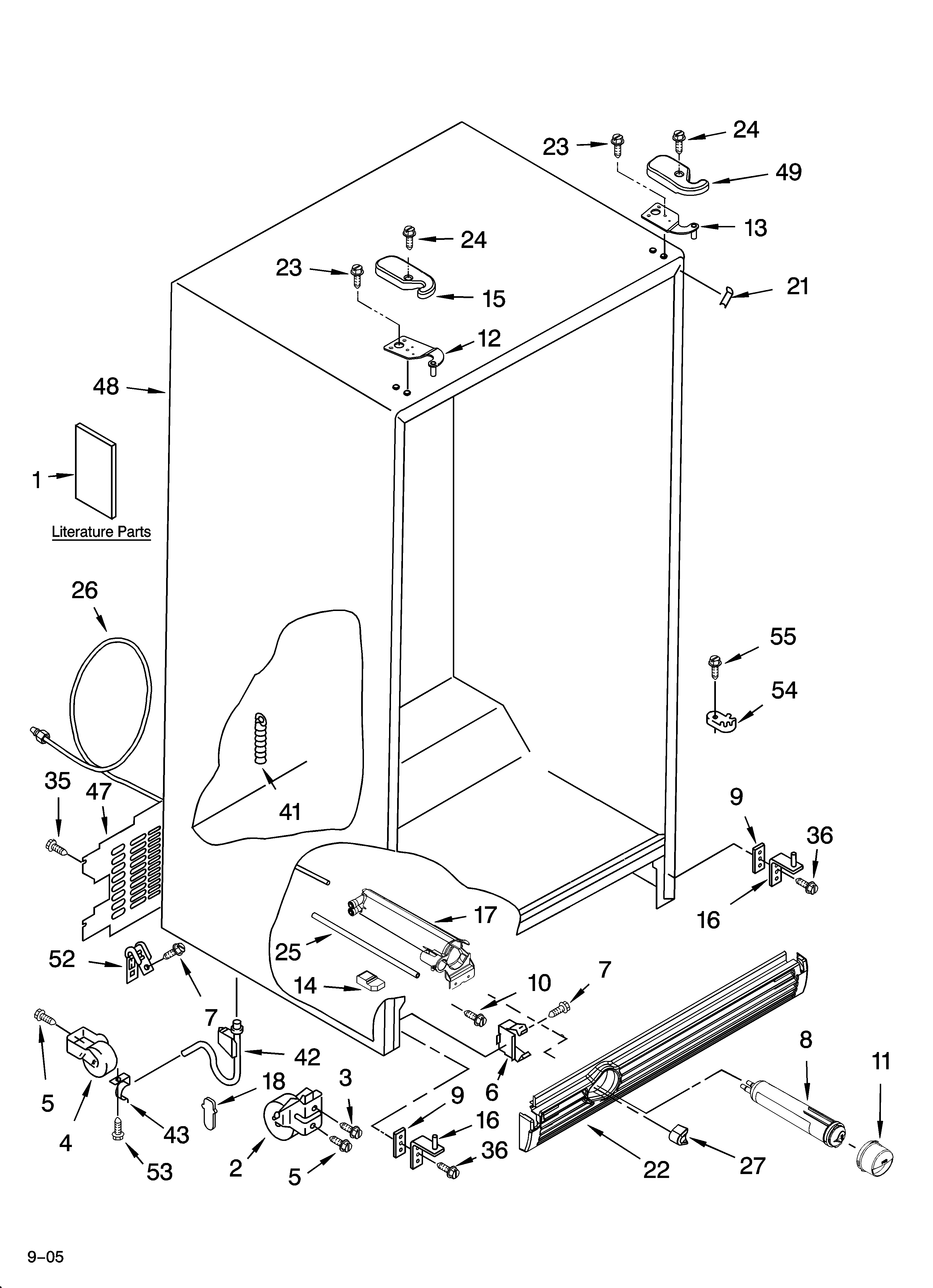 Whirlpool GD5RHAXRL00 cabinet parts diagram