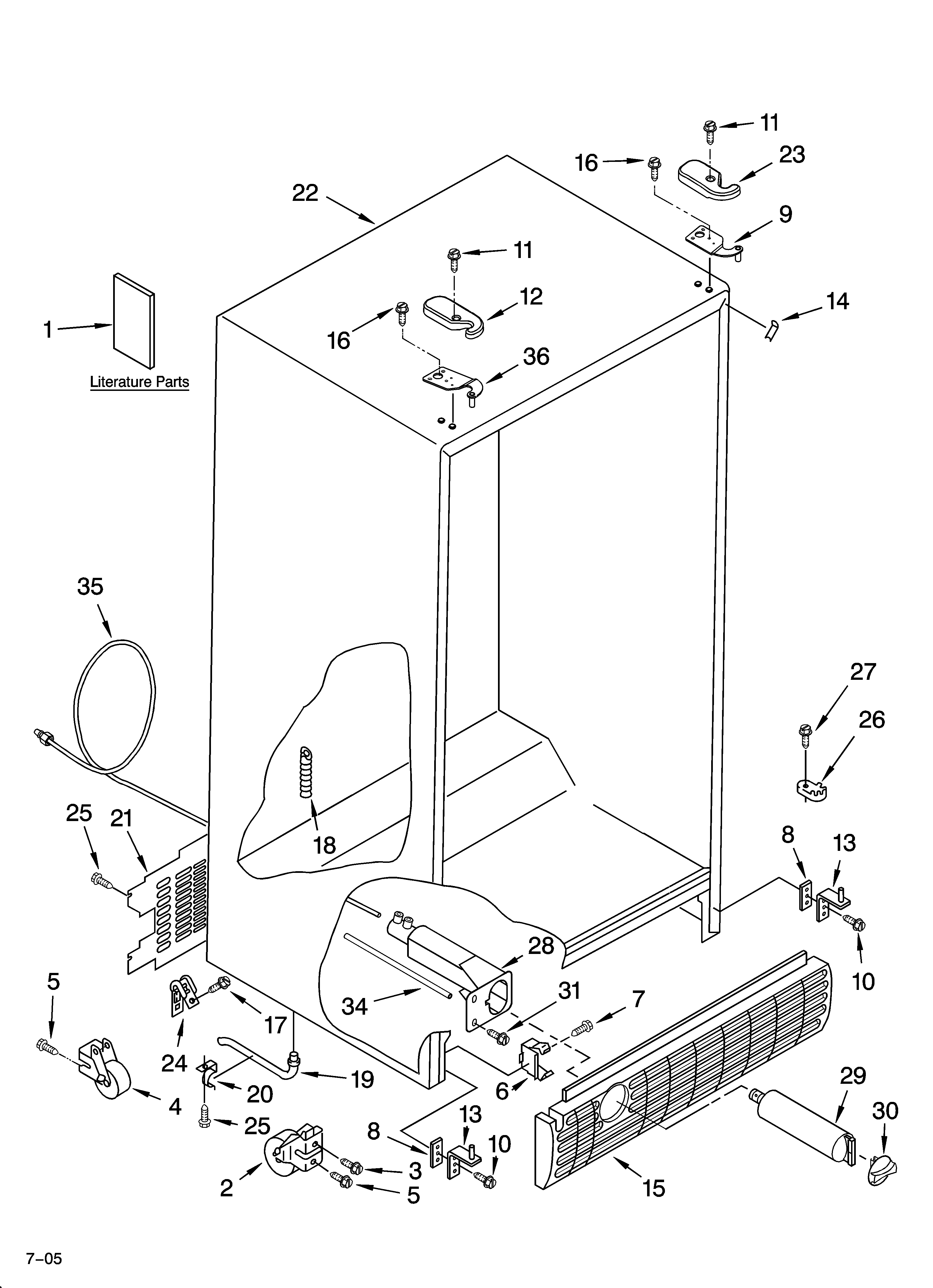 Whirlpool GD5YHAXNL02 cabinet parts diagram