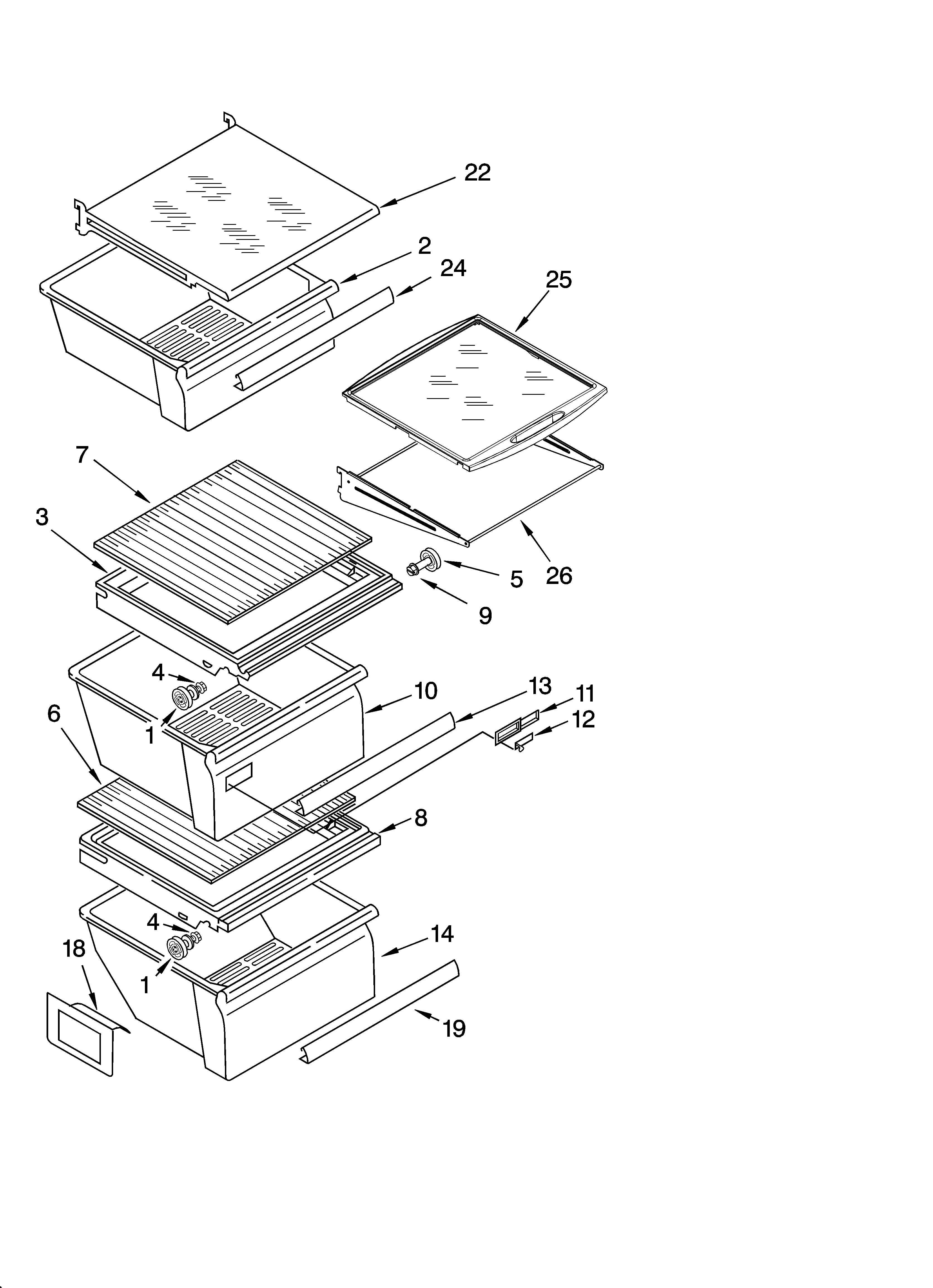 Whirlpool GD5YHAXNL02 refrigerator shelf parts diagram
