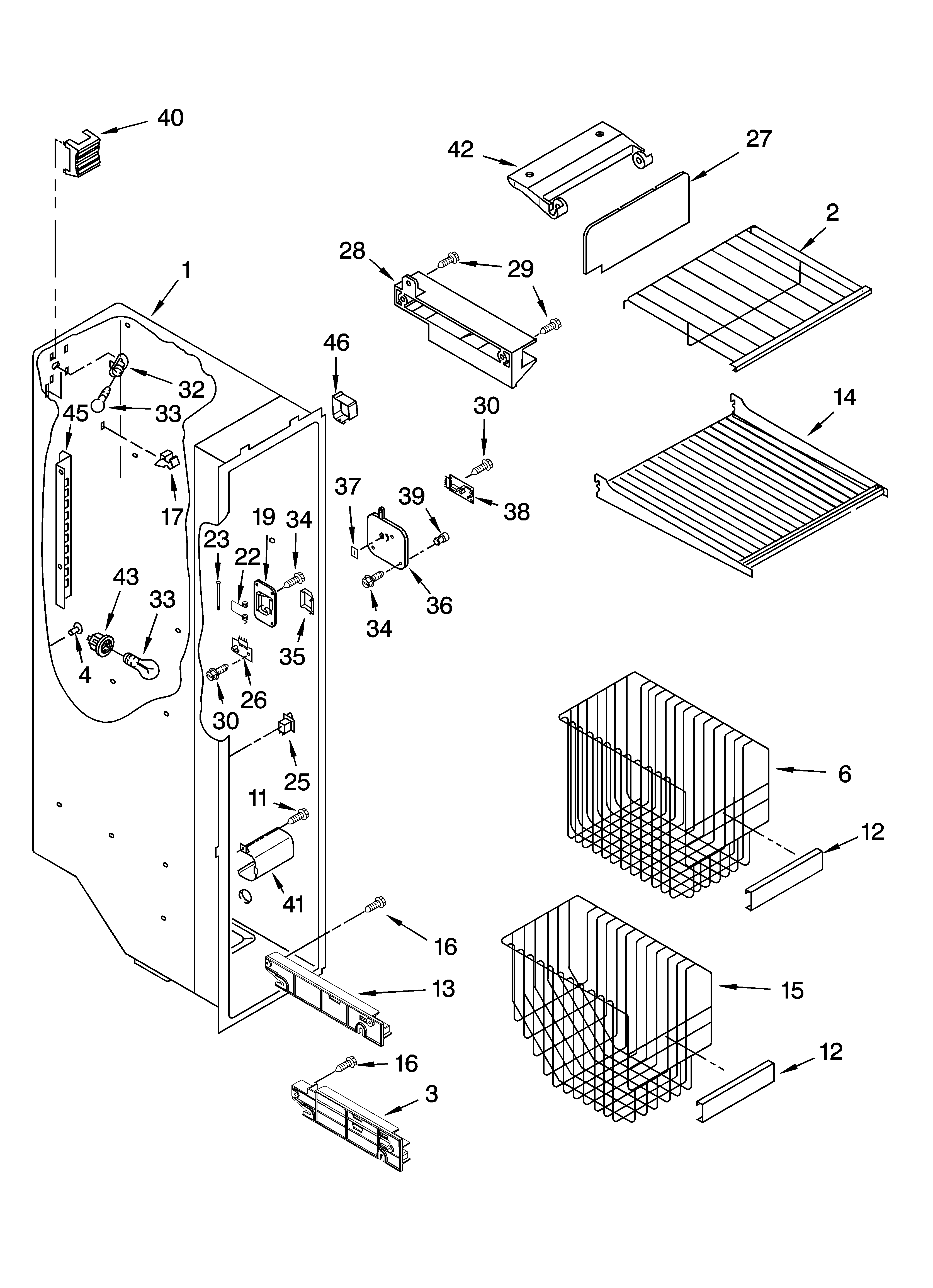Whirlpool GD5YHAXNL02 freezer liner parts diagram
