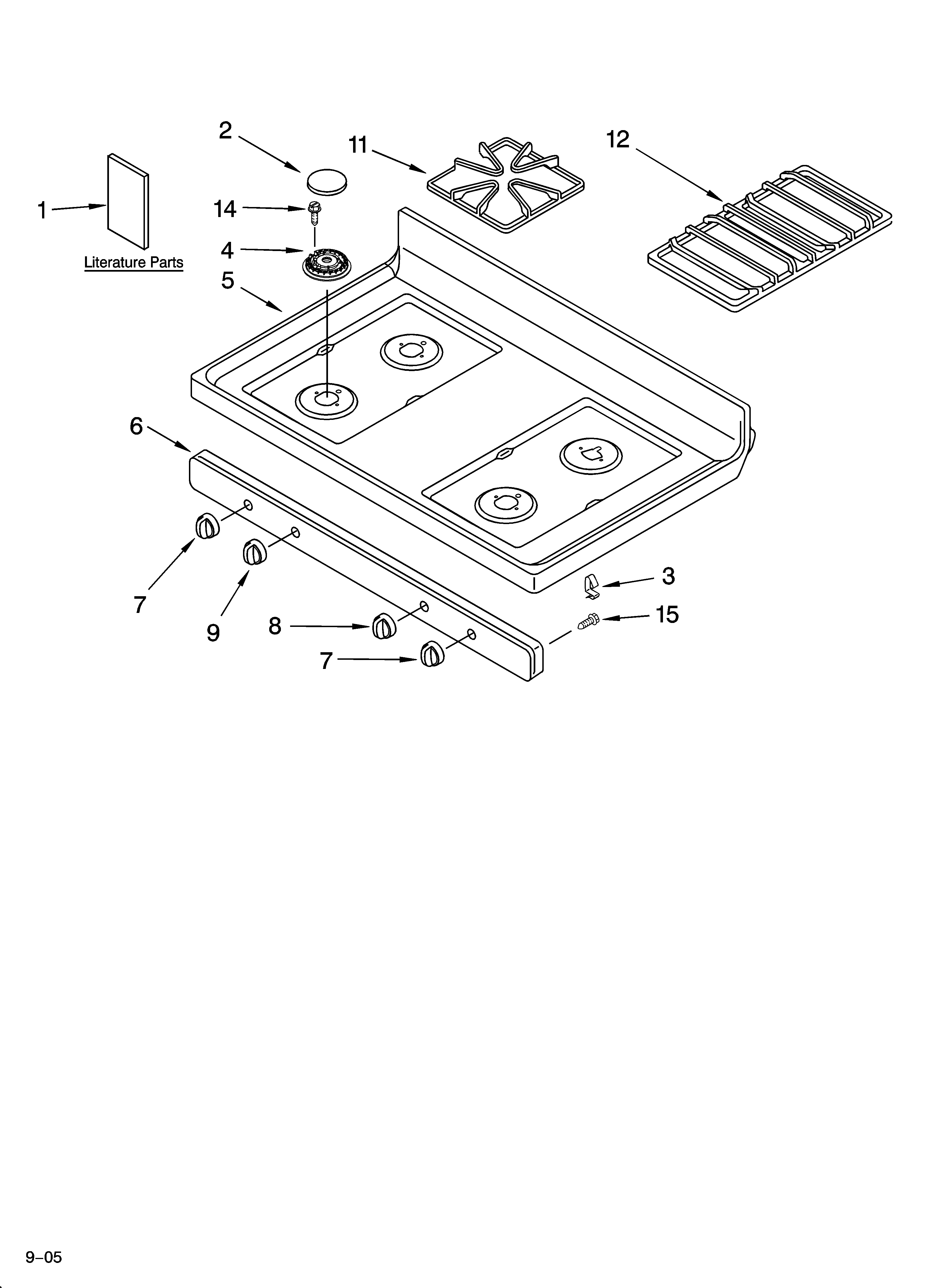 Whirlpool GS440LEMB4 cooktop parts diagram