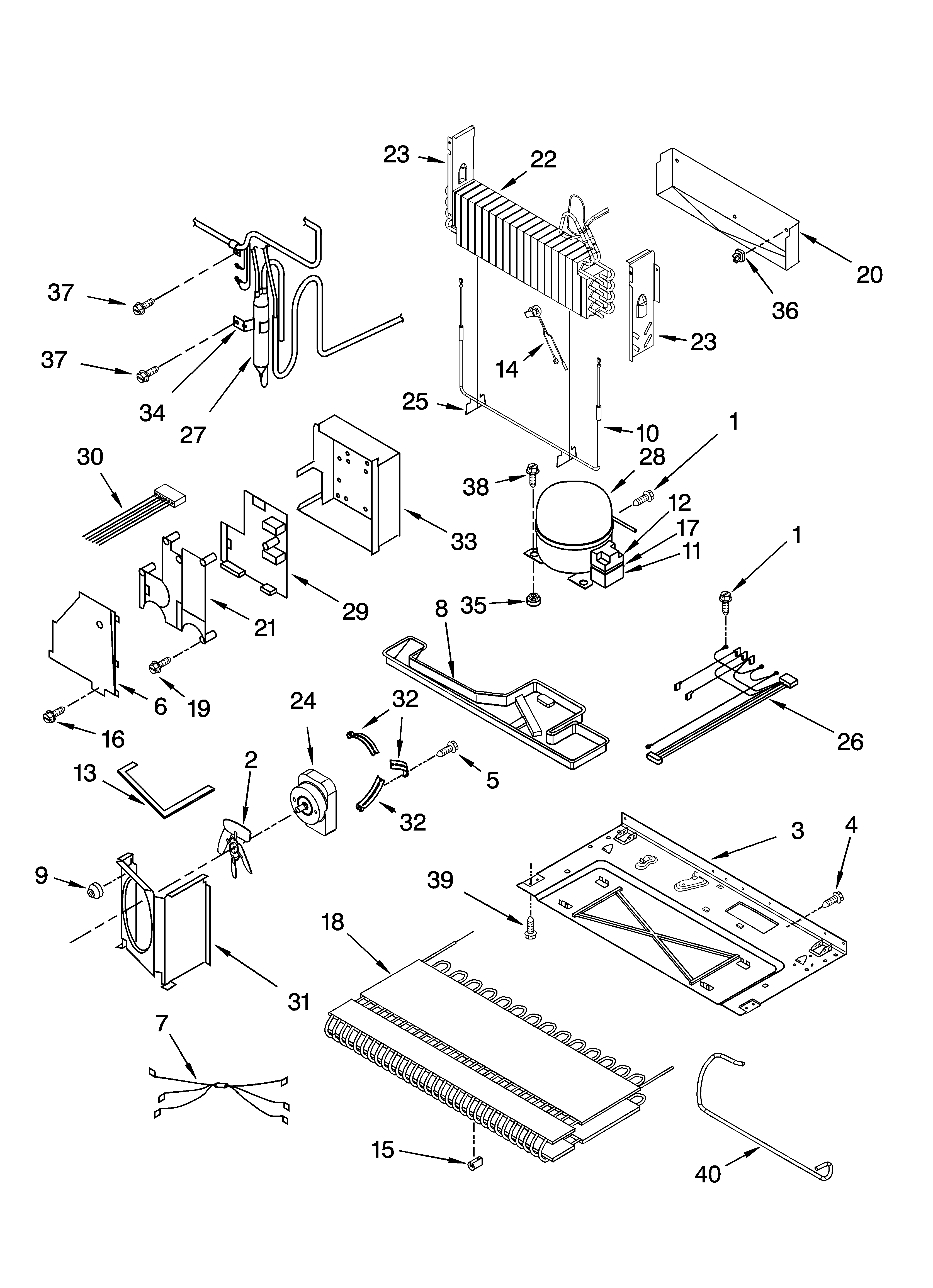 KitchenAid KBFA20ERWH00 unit parts diagram