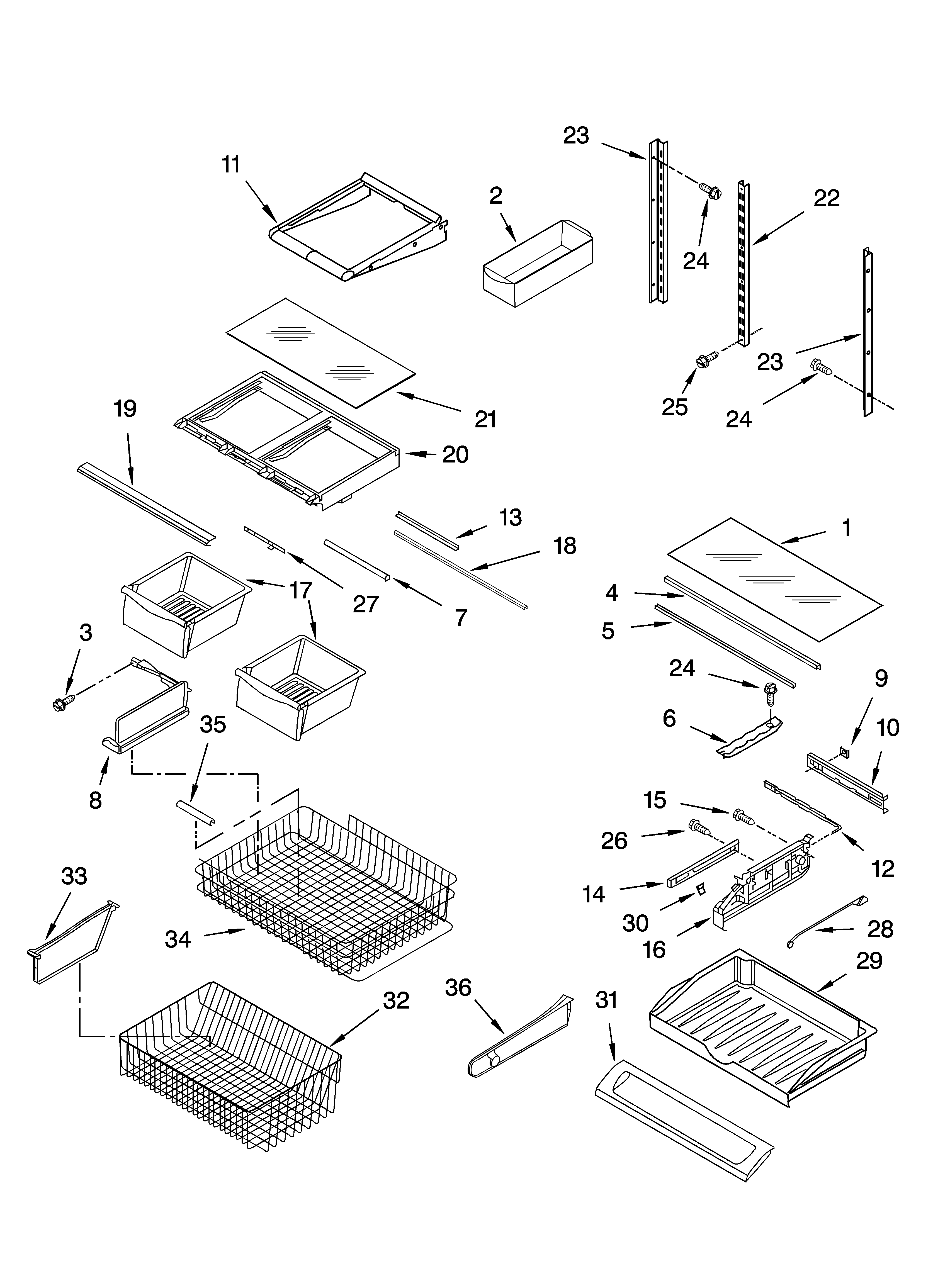 KitchenAid KBFA20ERWH00 shelf parts diagram
