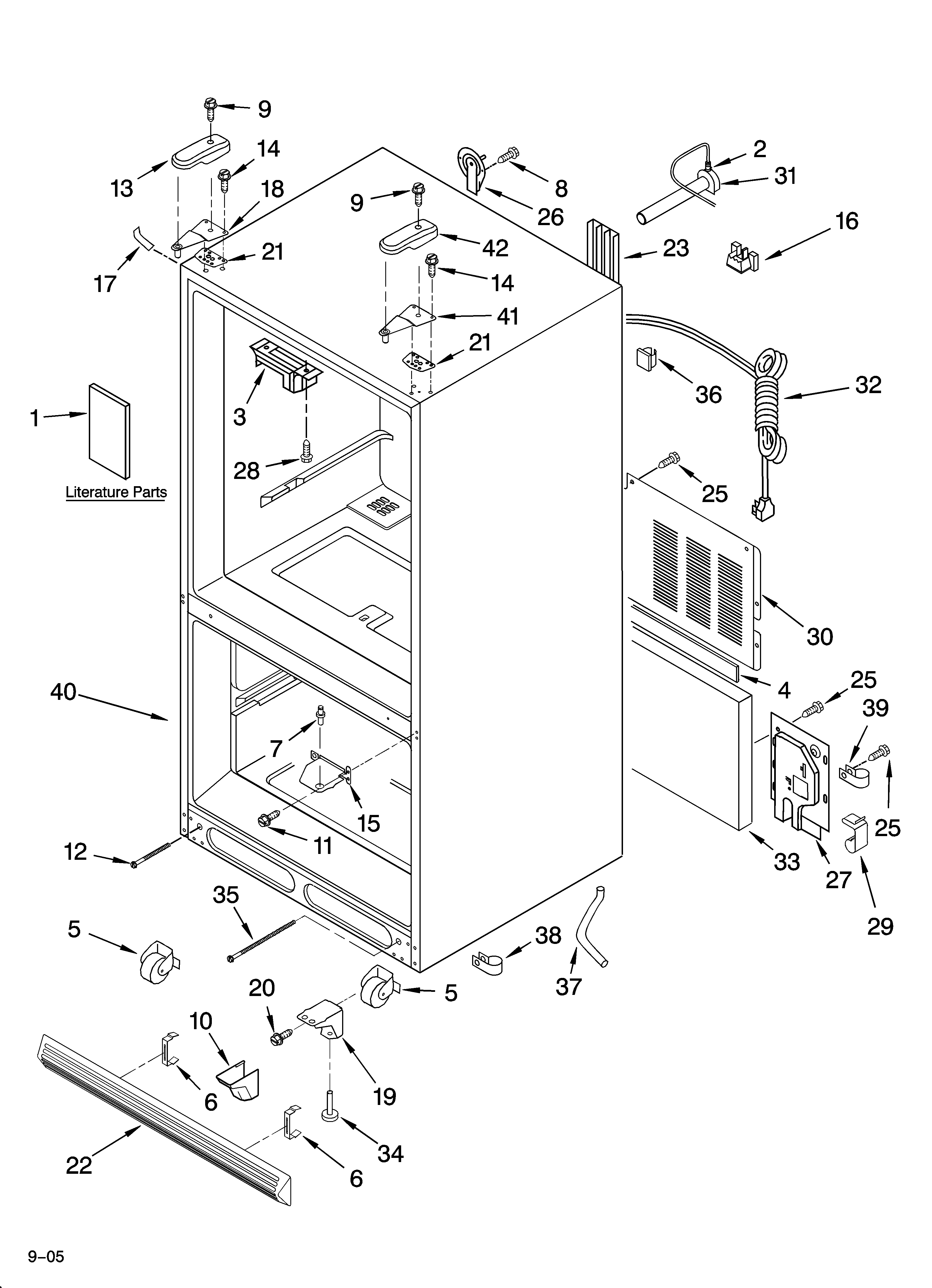 KitchenAid KBFA25ERBL00 cabinet parts diagram