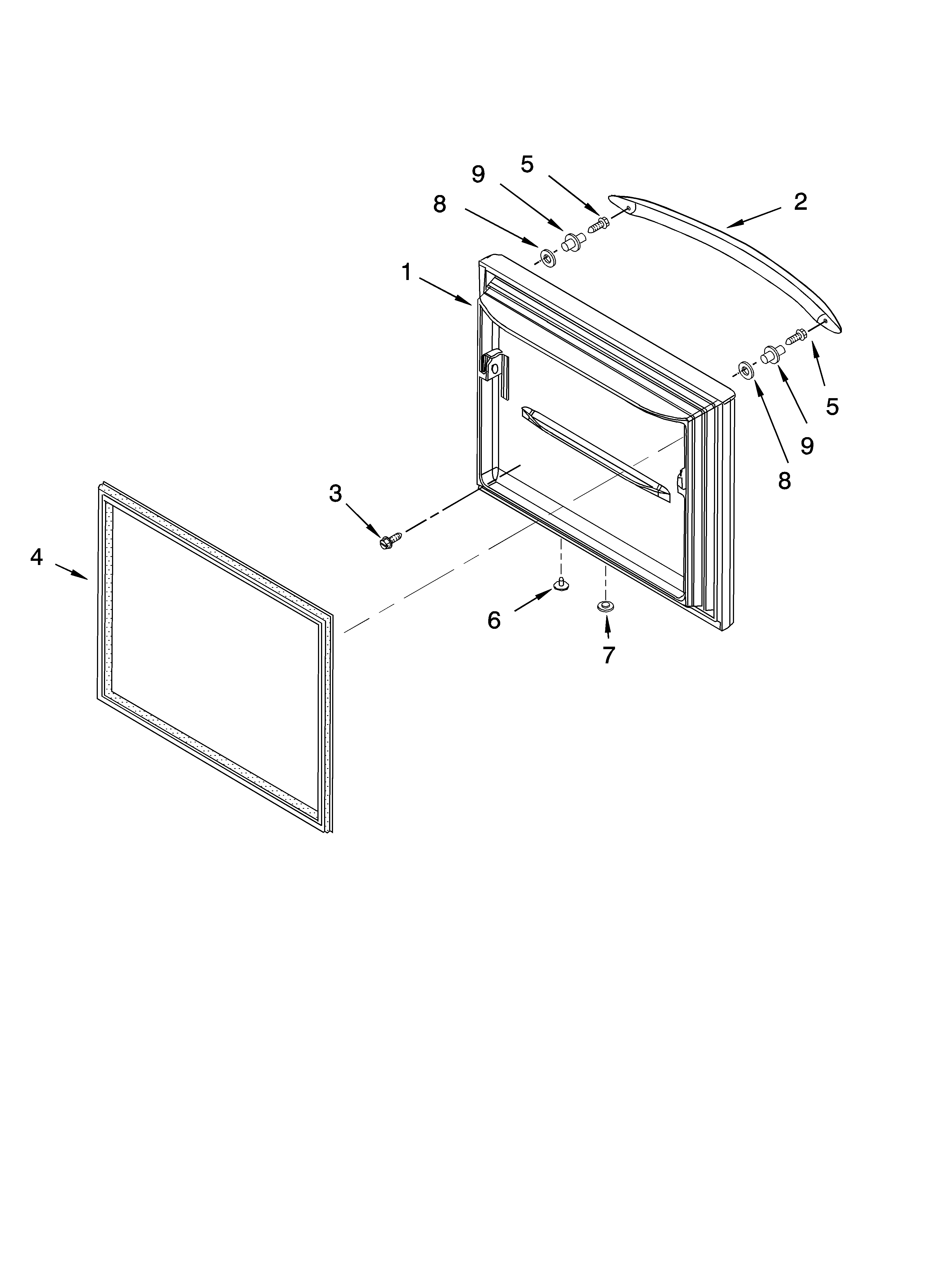 KitchenAid KBFA25ERBL00 freezer door parts diagram