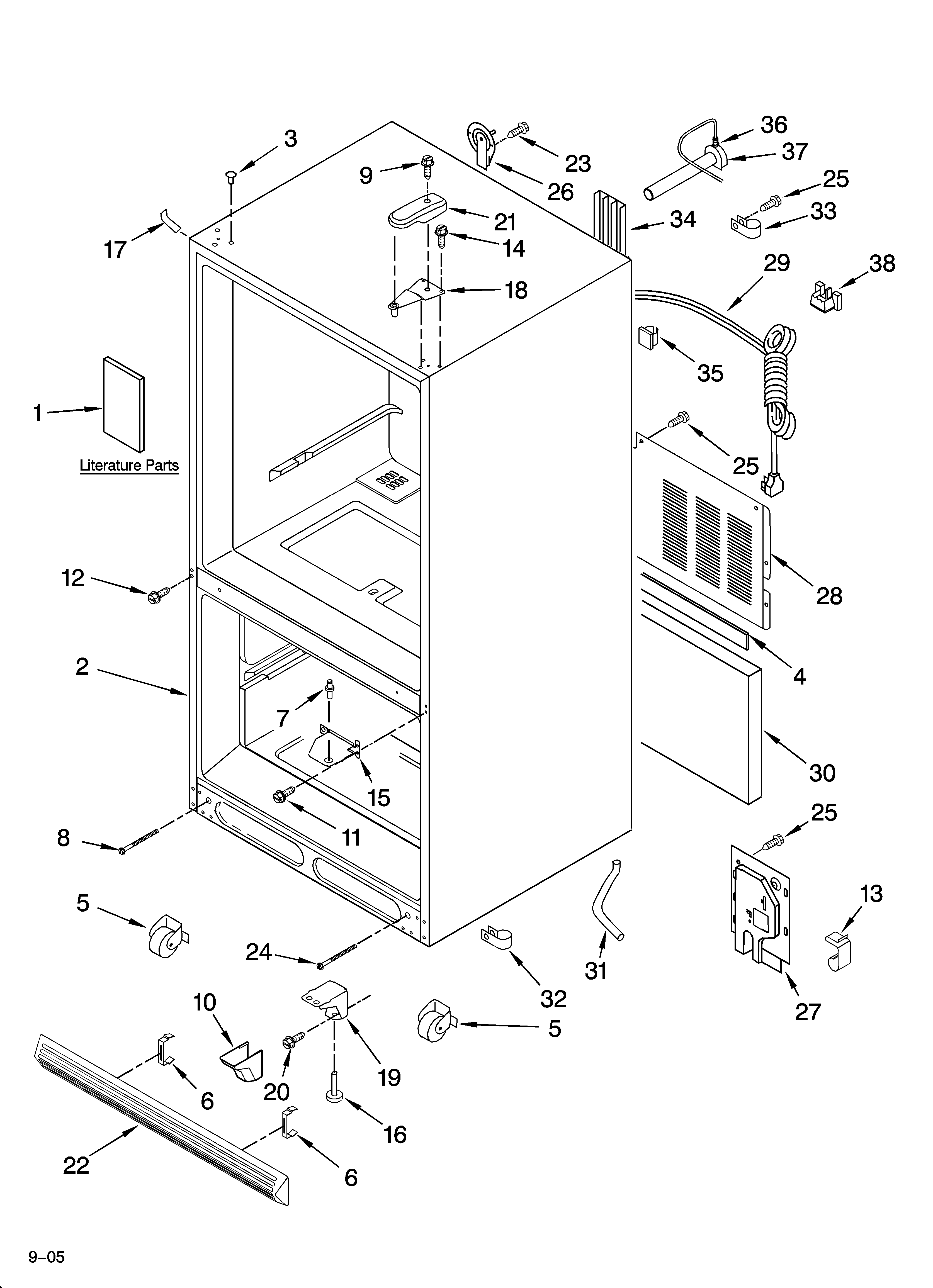 KitchenAid KBRA22ERBL00 cabinet parts diagram