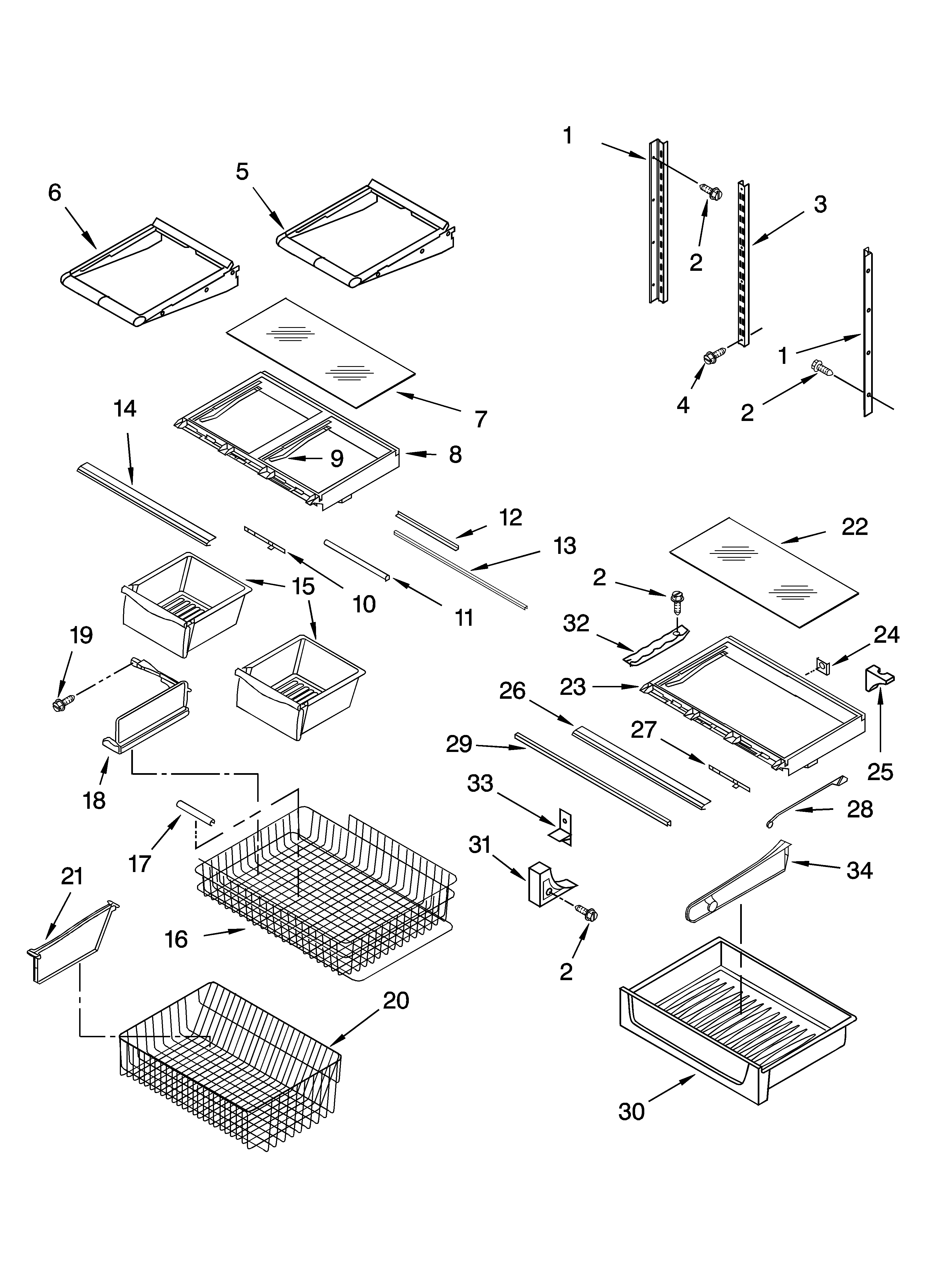 KitchenAid KBRA22ERBL00 shelf parts diagram