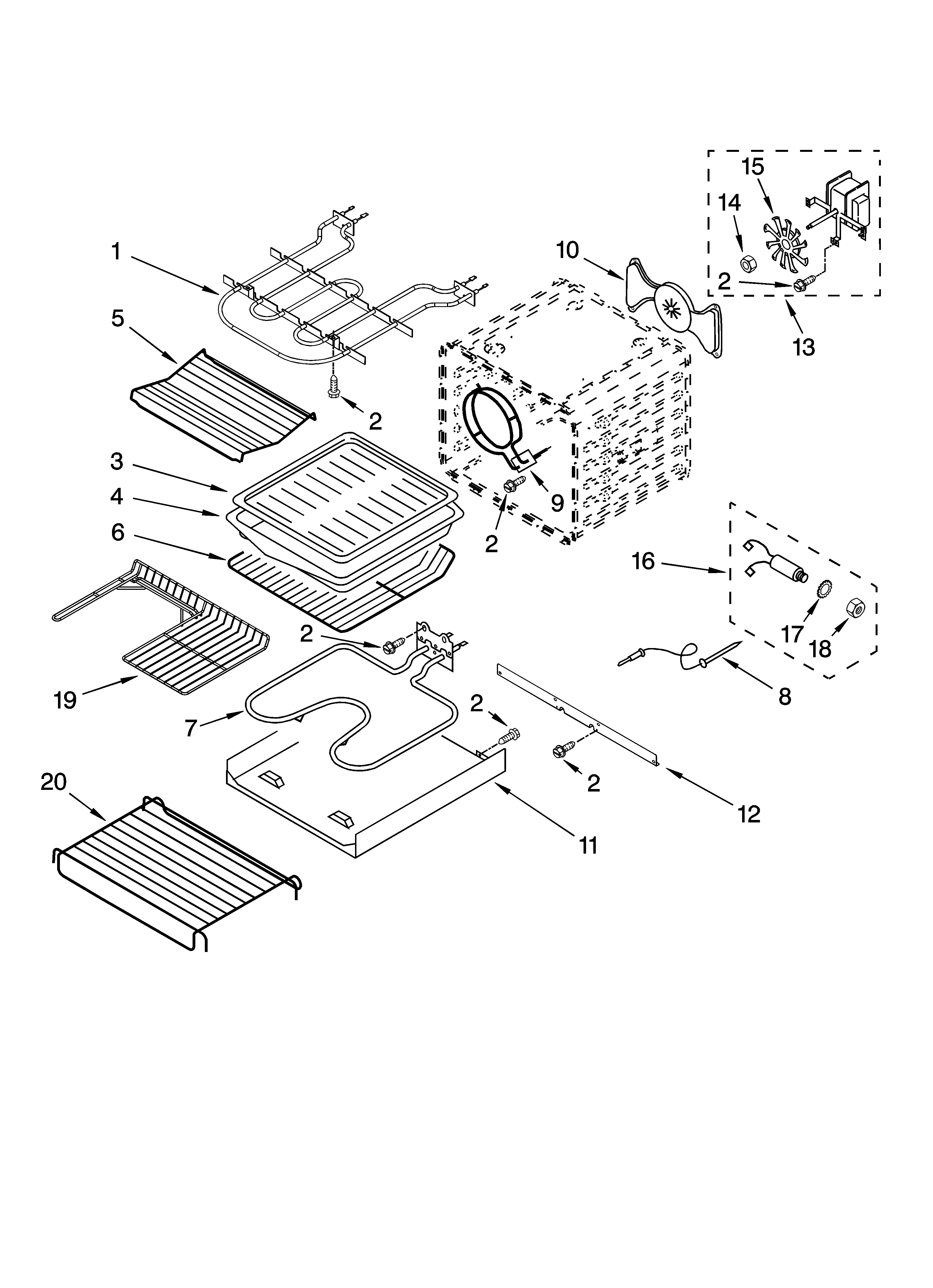 KitchenAid KERK807PBB01 internal oven parts diagram