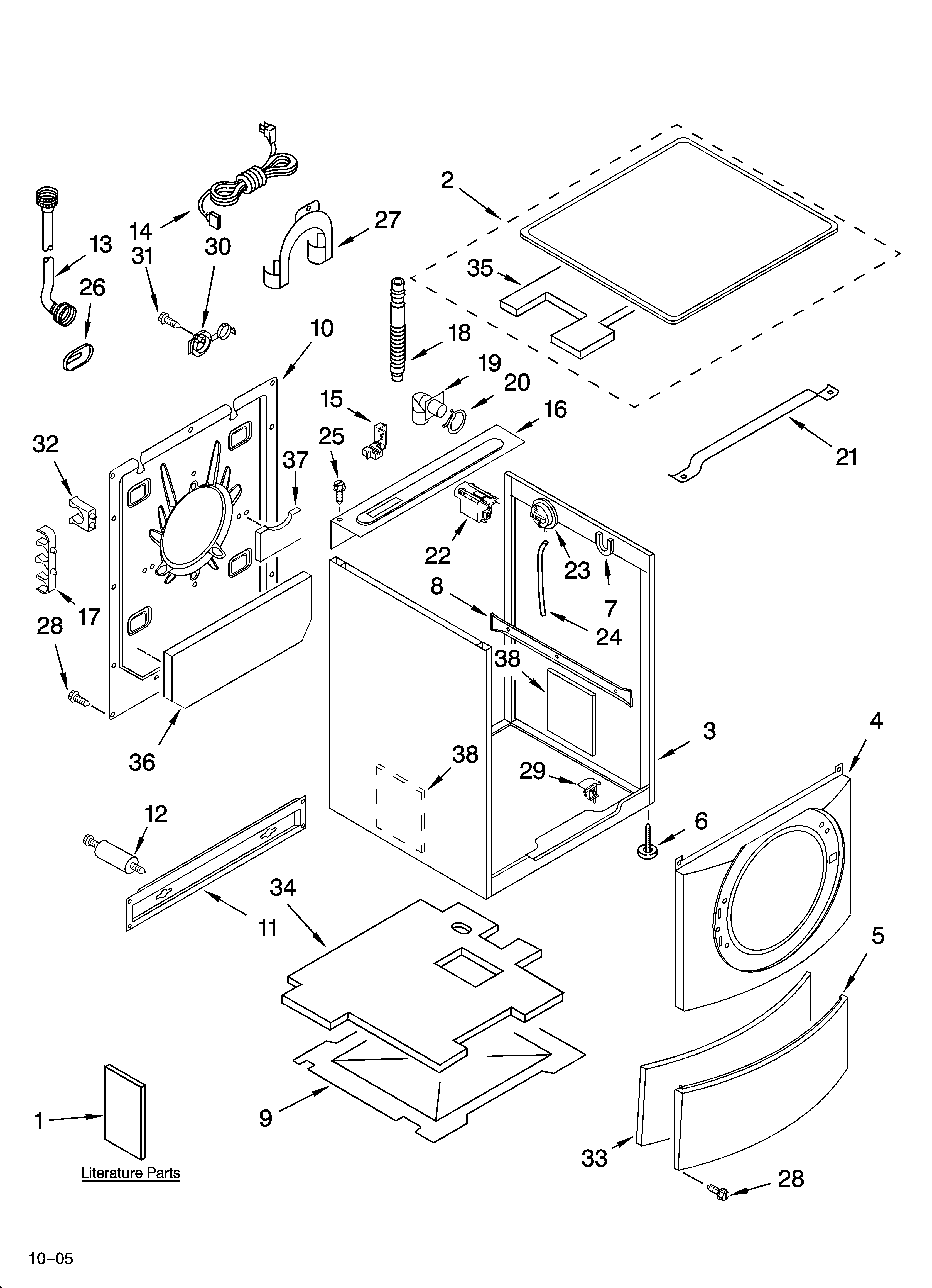 KitchenAid KHWS02RWH0 top and cabinet parts diagram