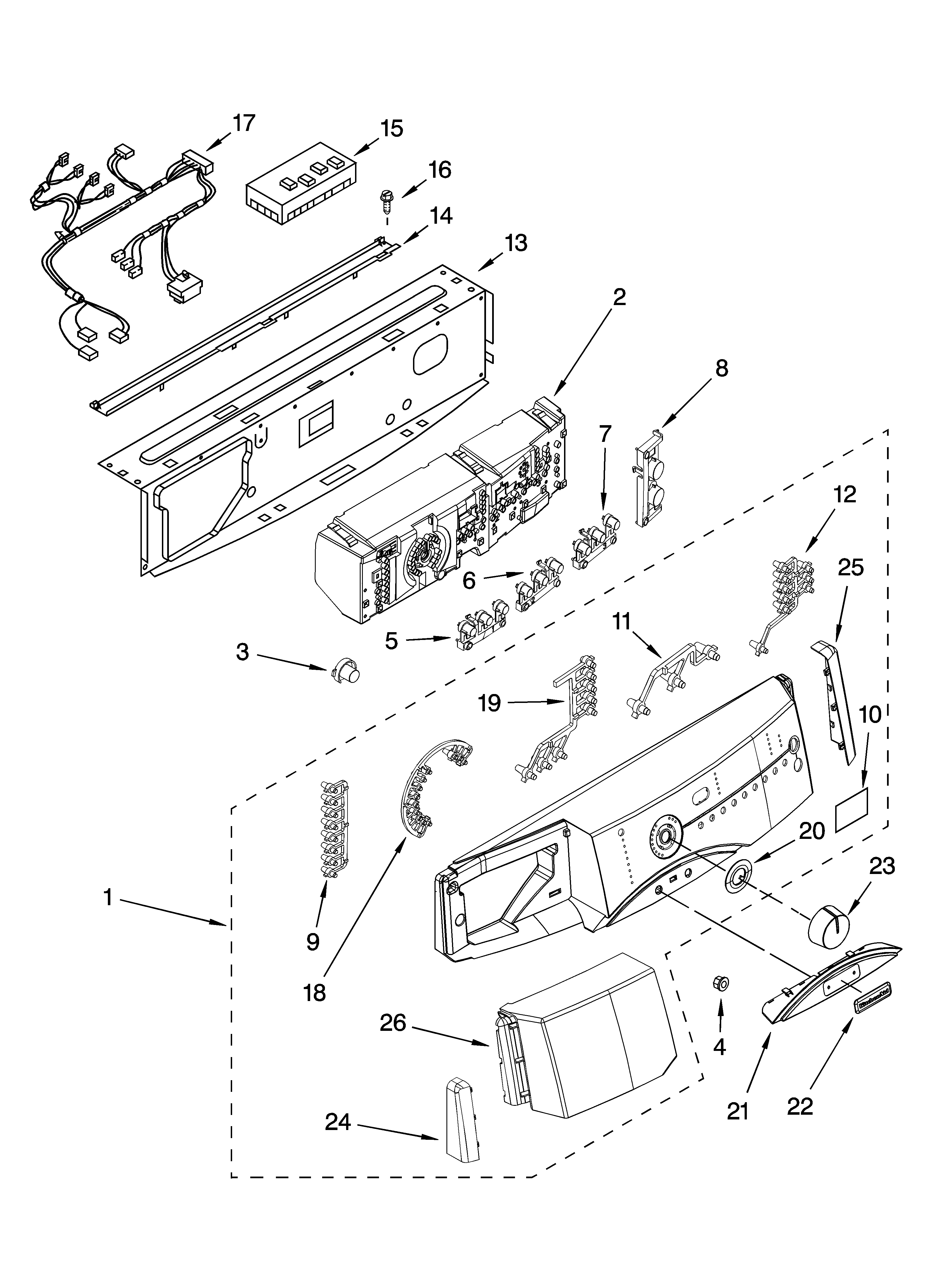 KitchenAid KHWS02RWH0 control panel parts diagram