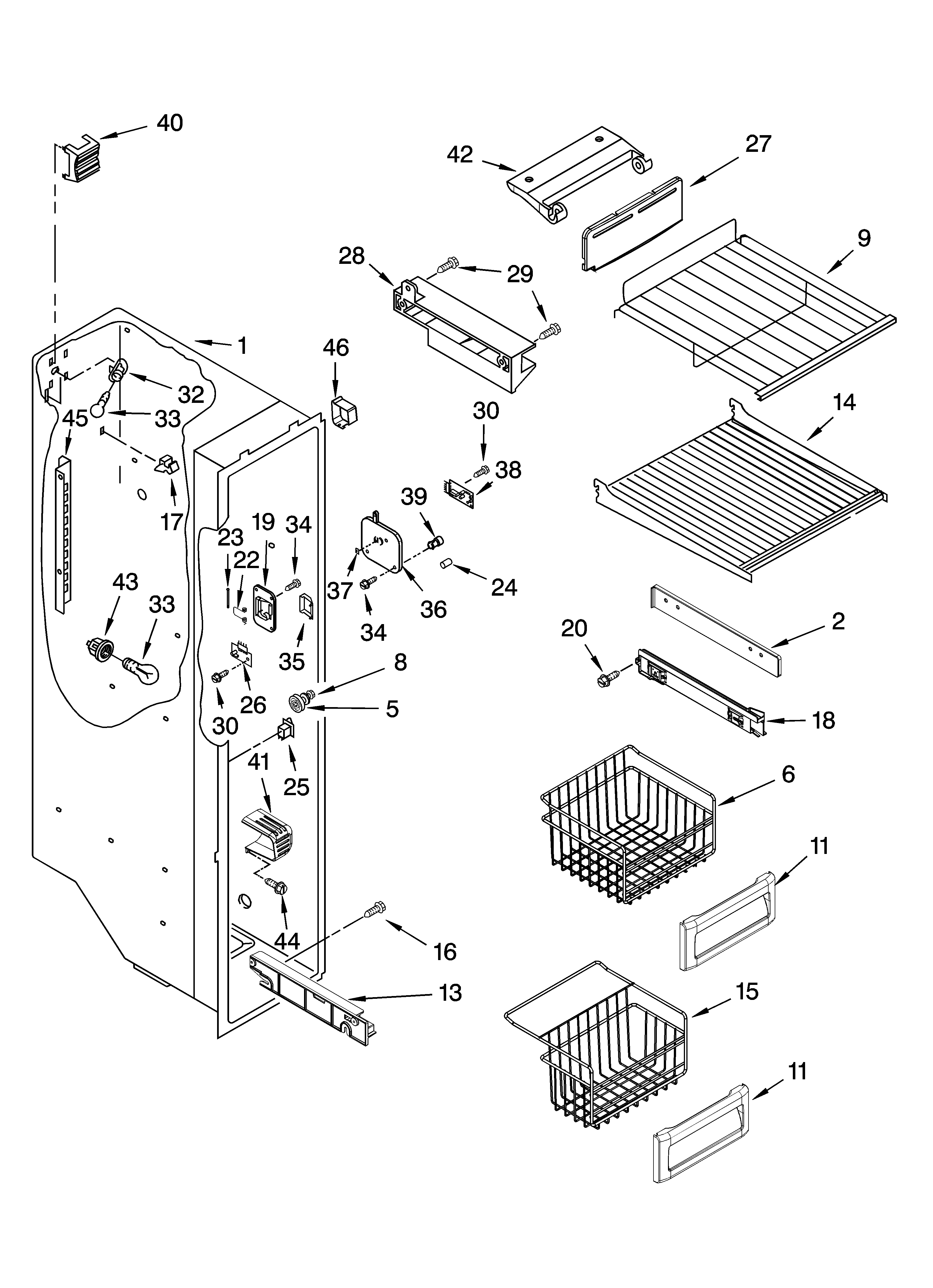 KitchenAid KSBP25INSS00 freezer liner parts diagram