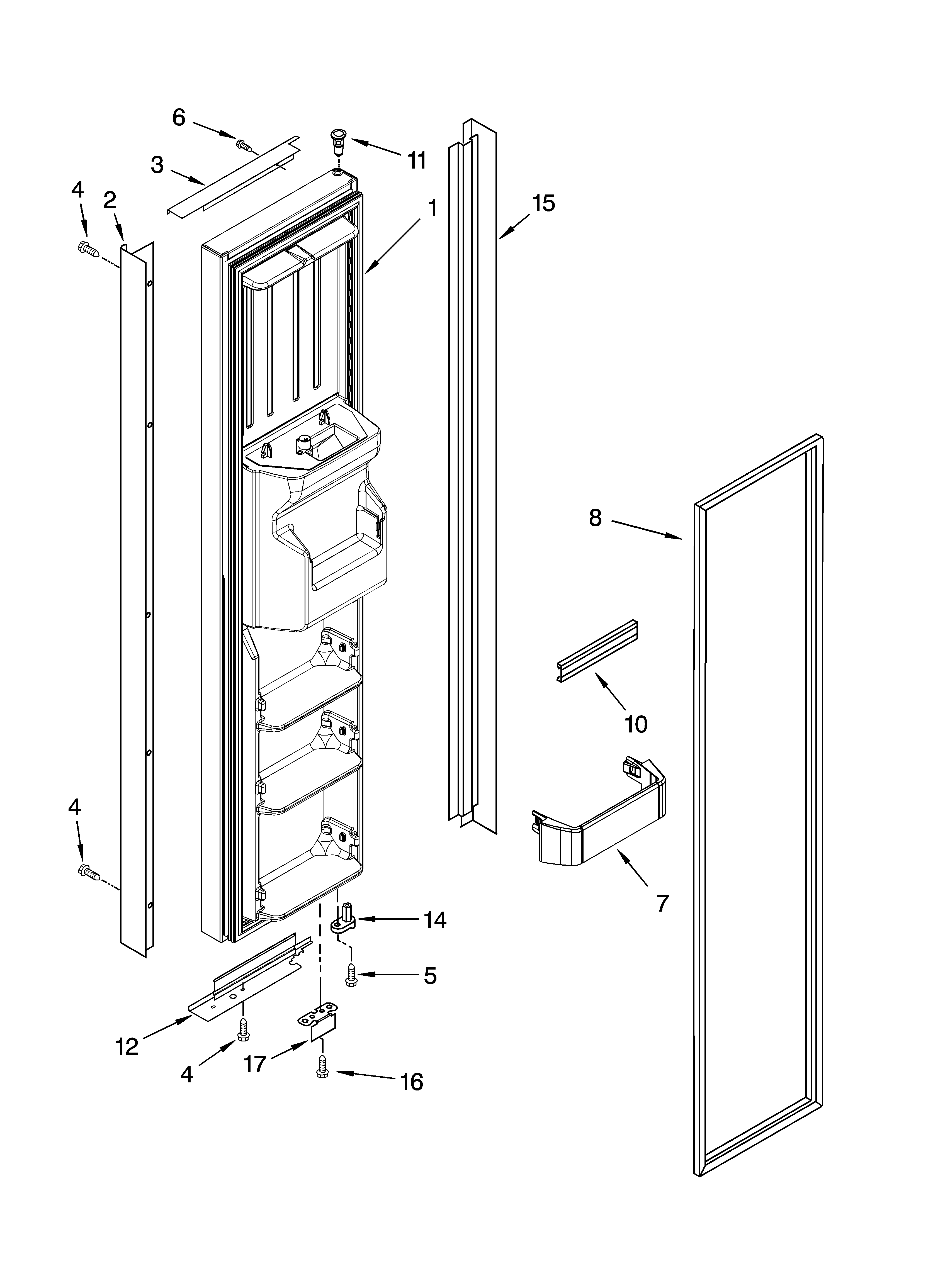 KitchenAid KSBS23INBT00 freezer door parts diagram