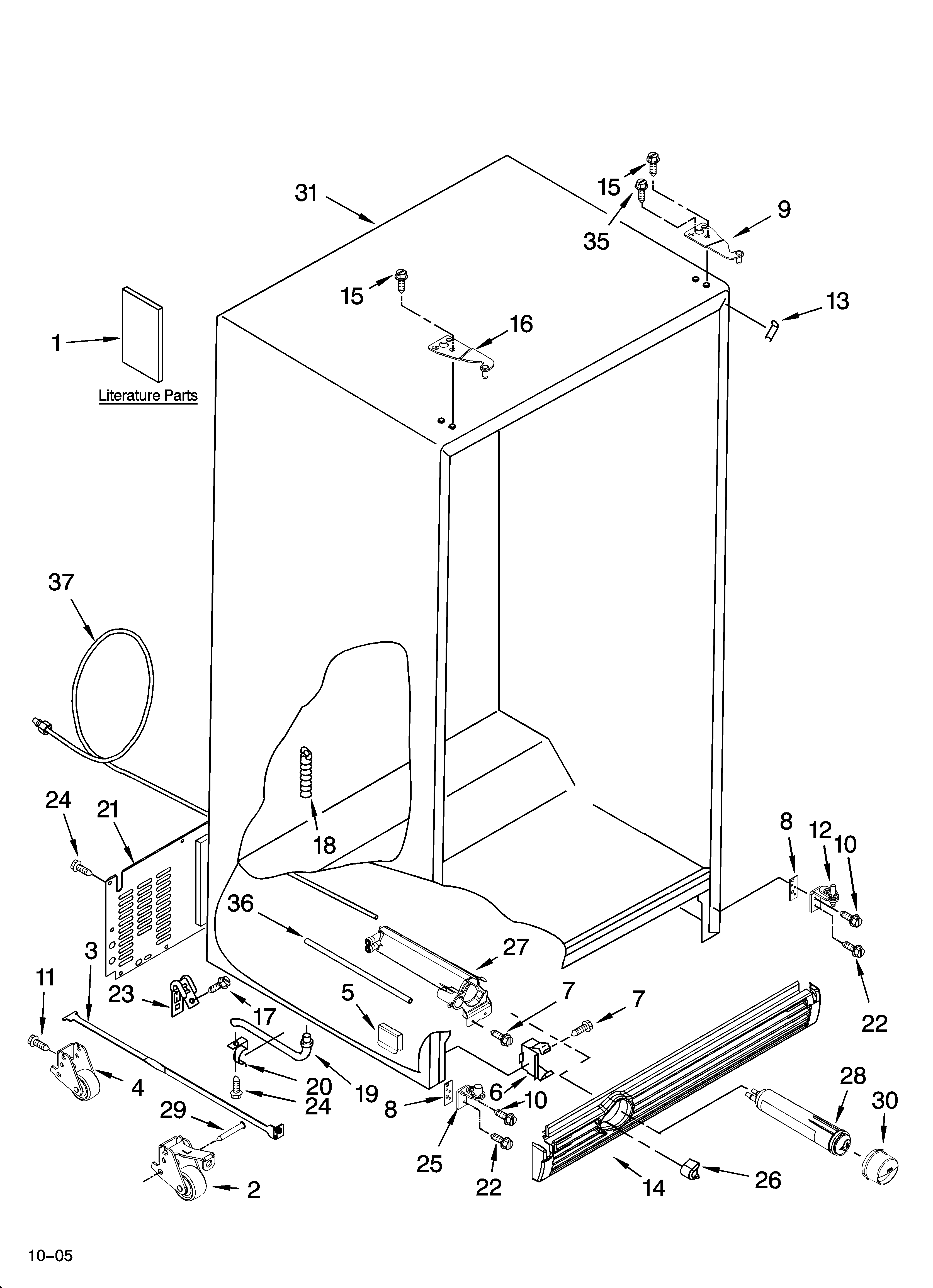 KitchenAid KSBS25INBL00 cabinet parts diagram