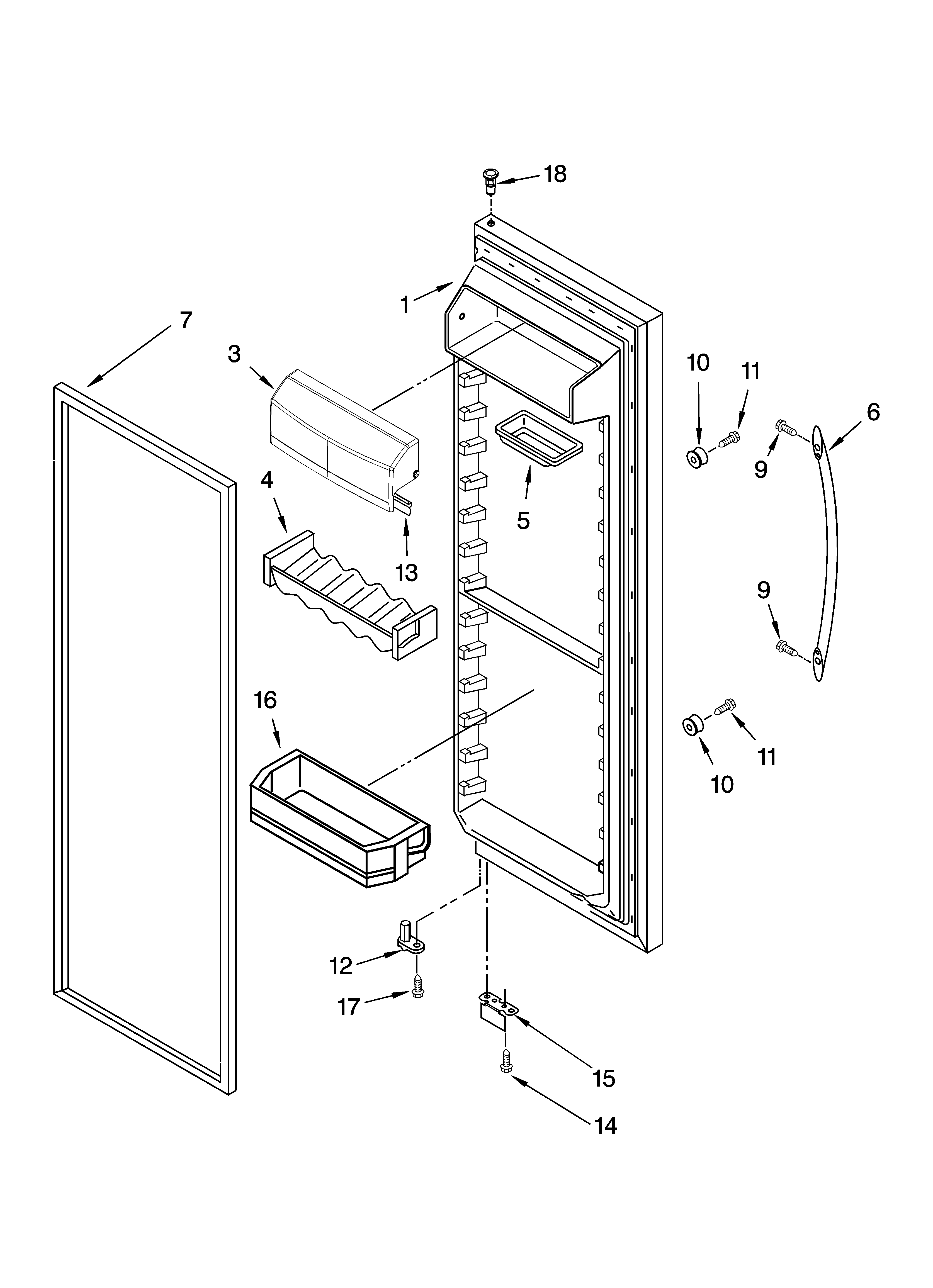 KitchenAid KSRG25FKSS16 refrigerator door parts diagram