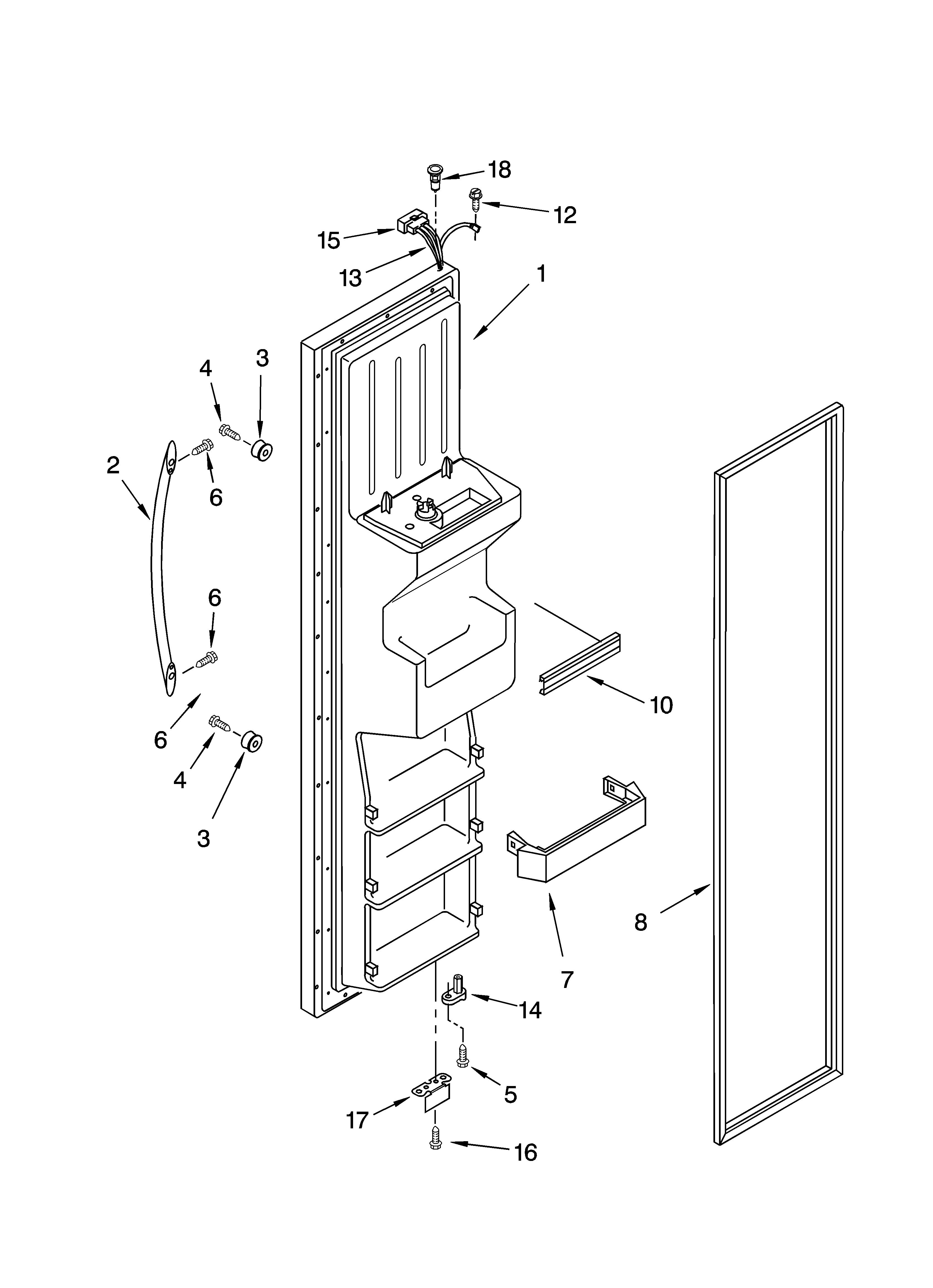 KitchenAid KSRG25FKSS16 freezer door parts diagram