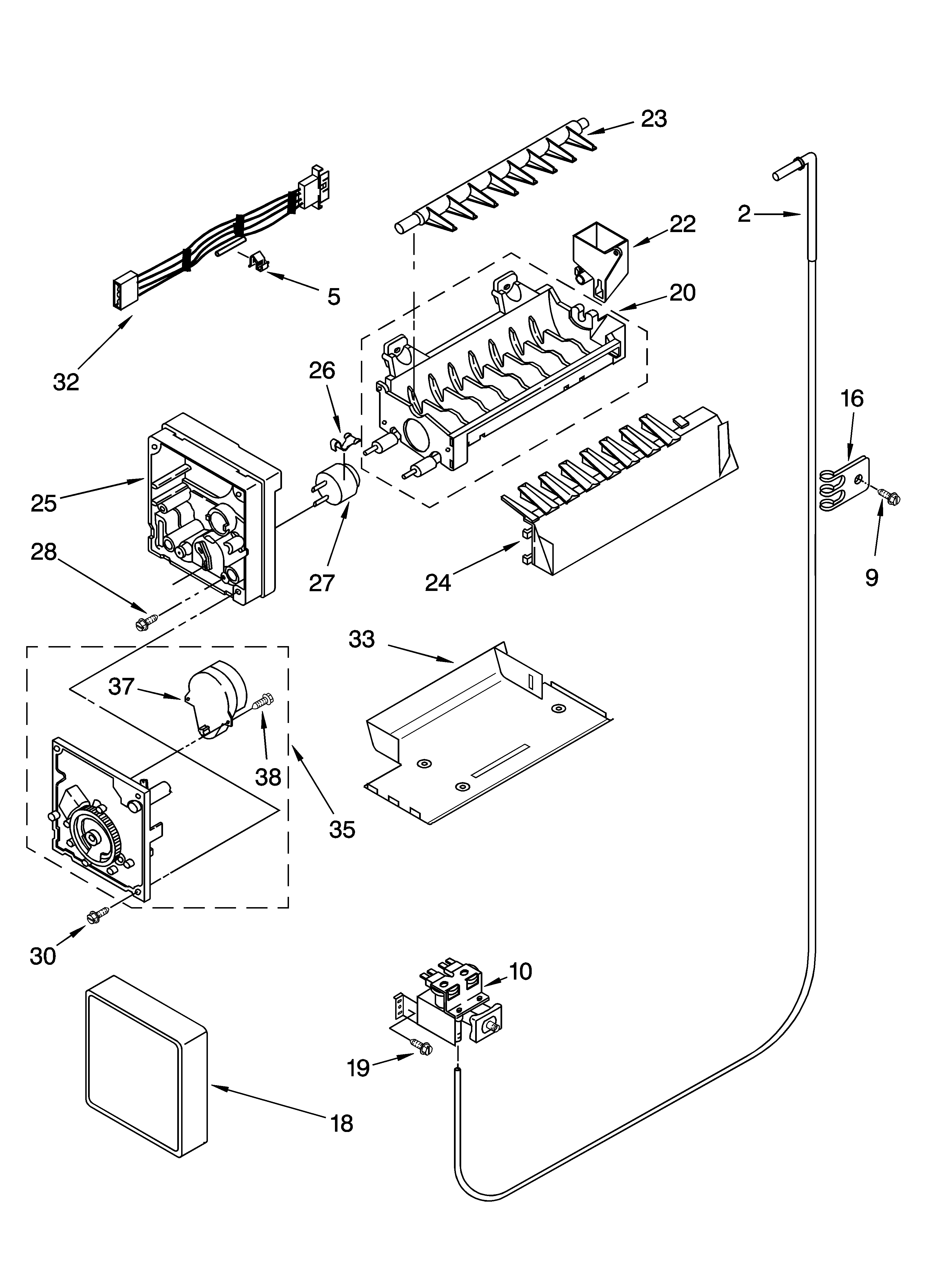 KitchenAid KSRG25FKSS16 icemaker parts, optional parts diagram