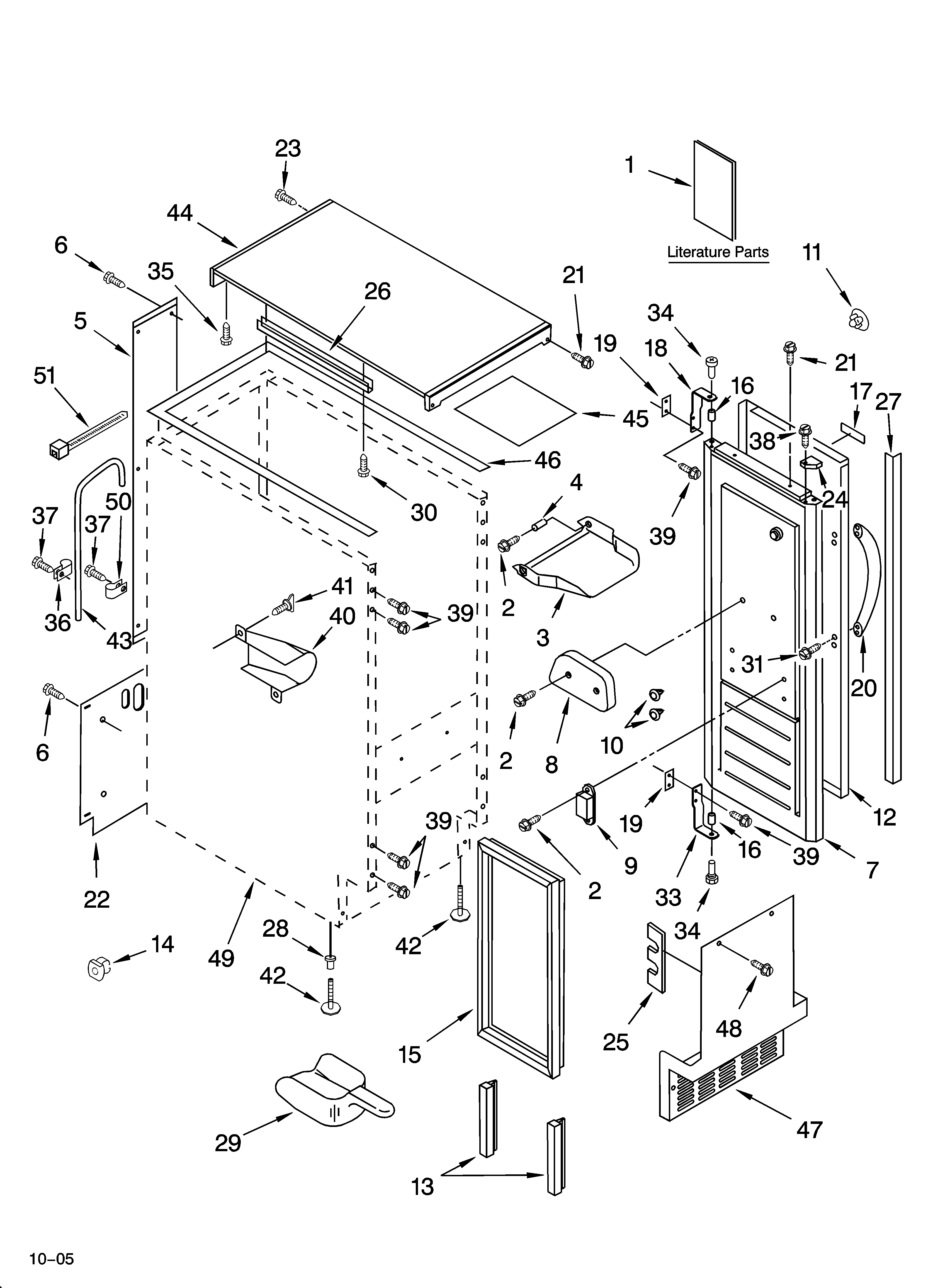 KitchenAid KUIA15PRLS3 cabinet liner and door parts diagram