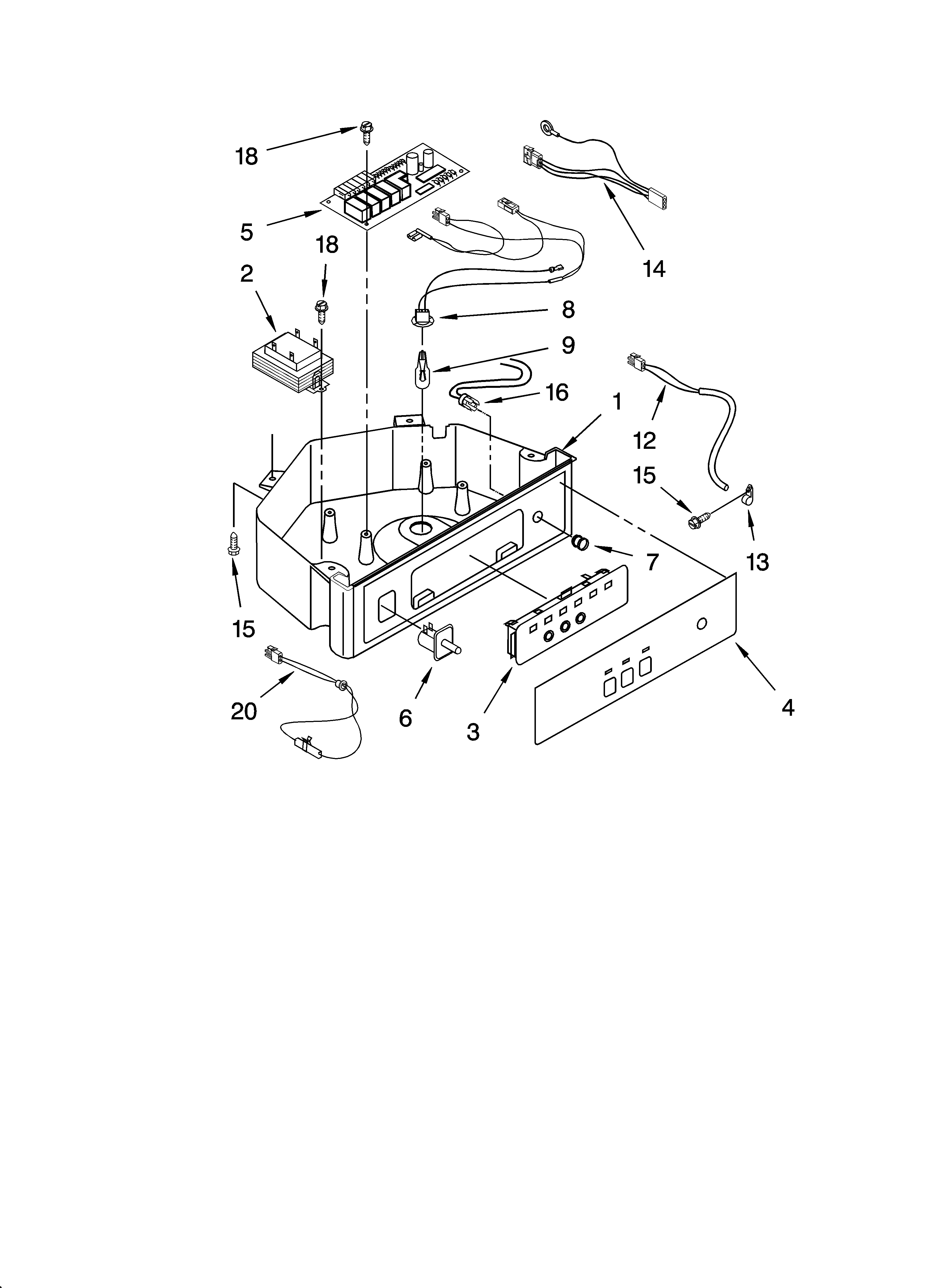 KitchenAid KUIS18NNJW6 control panel parts diagram