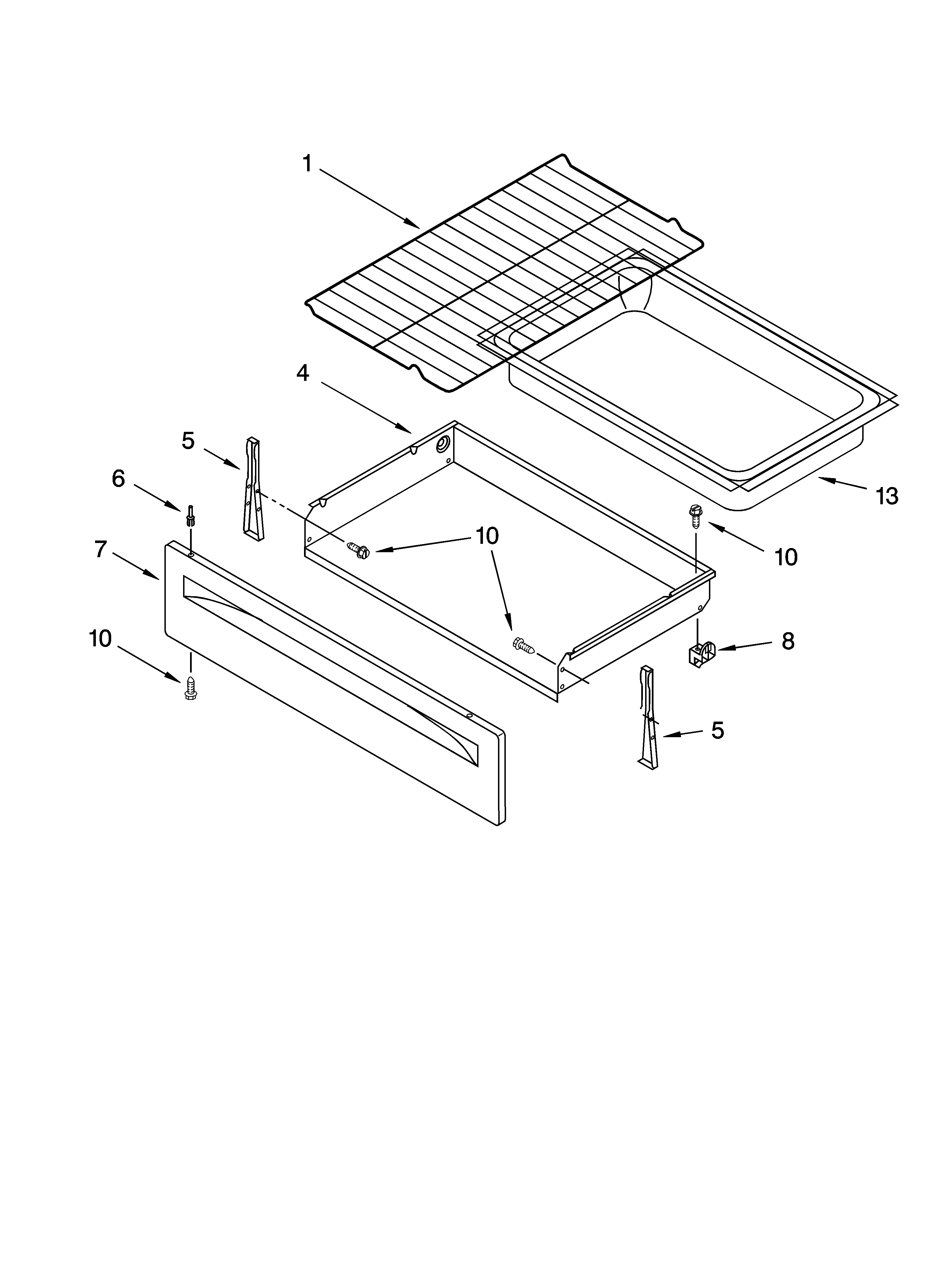 Whirlpool RF196LXMQ3 drawer & broiler parts, optional parts diagram