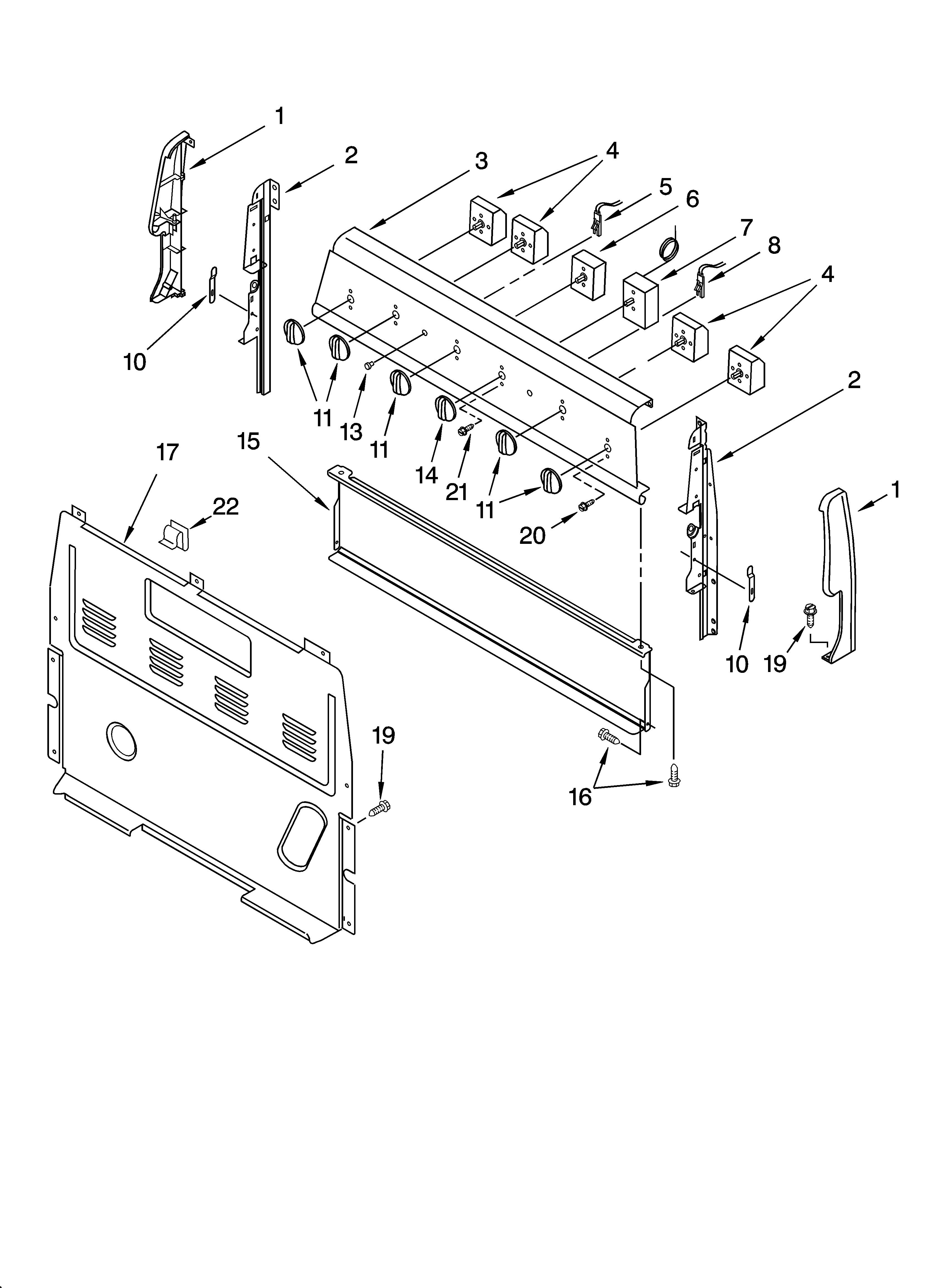 Whirlpool RF3020XKT4 control panel parts diagram