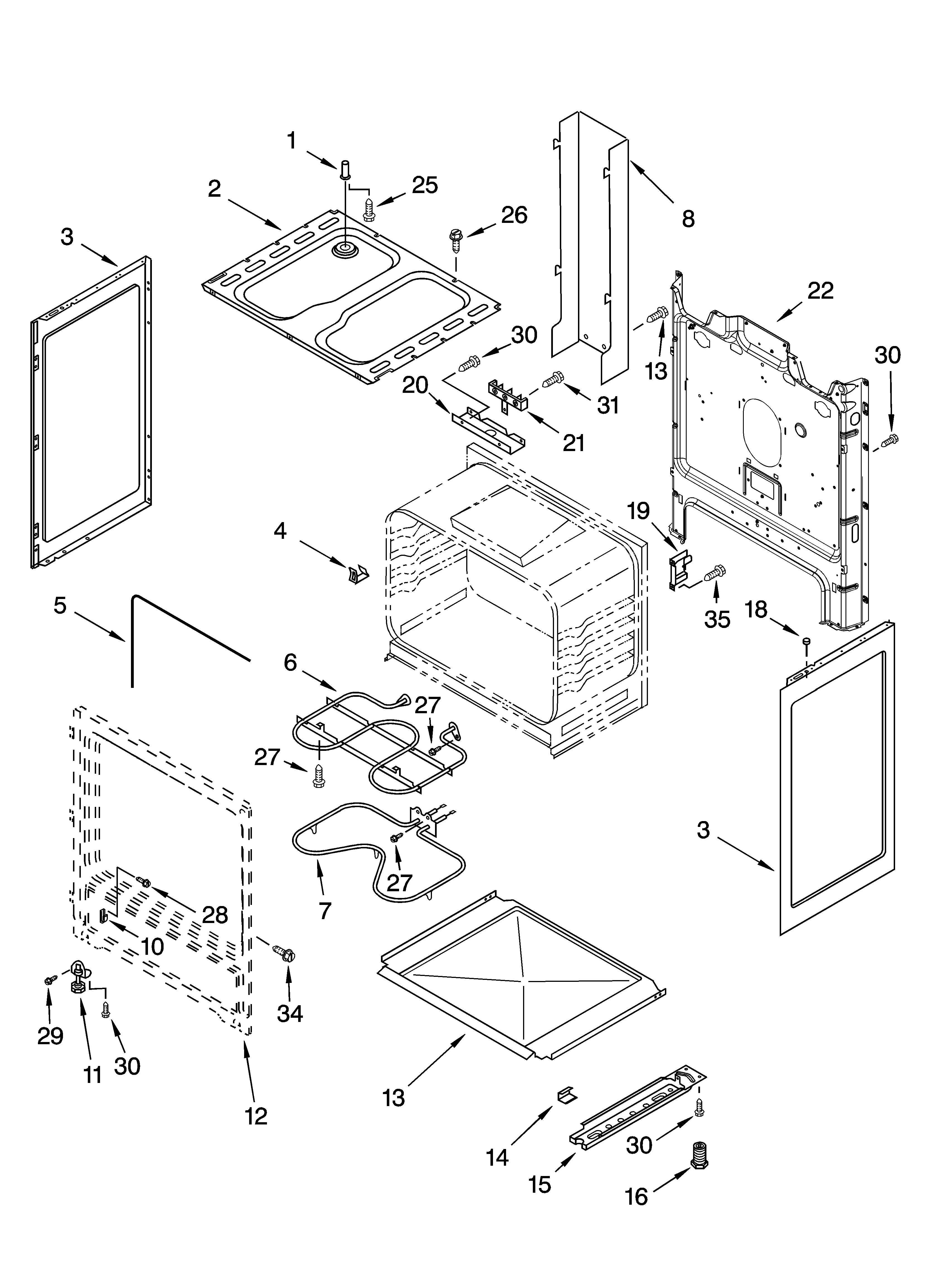 Whirlpool RF3020XKT4 chassis parts diagram