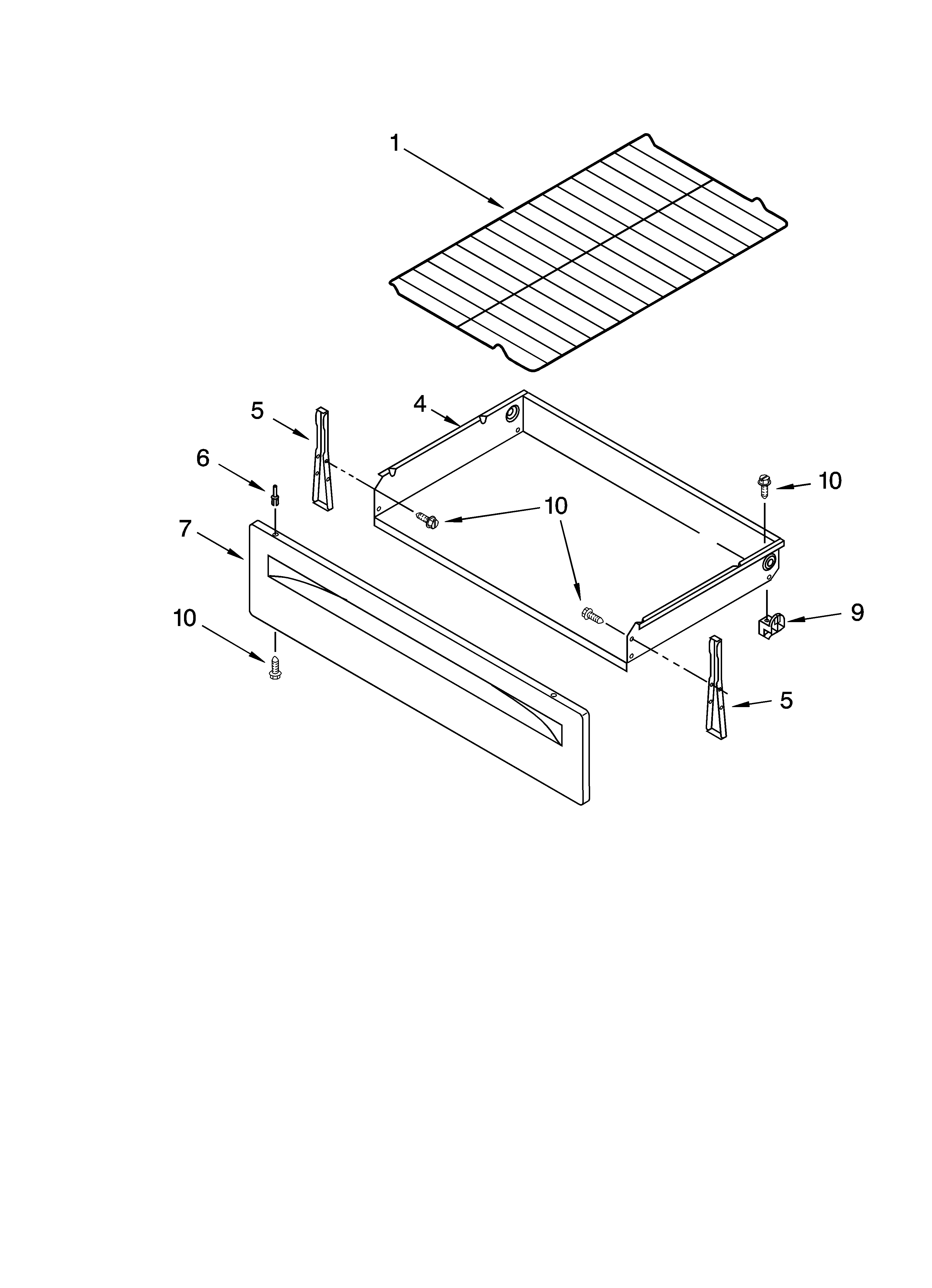 Whirlpool RF303PXKT3 drawer & broiler parts diagram