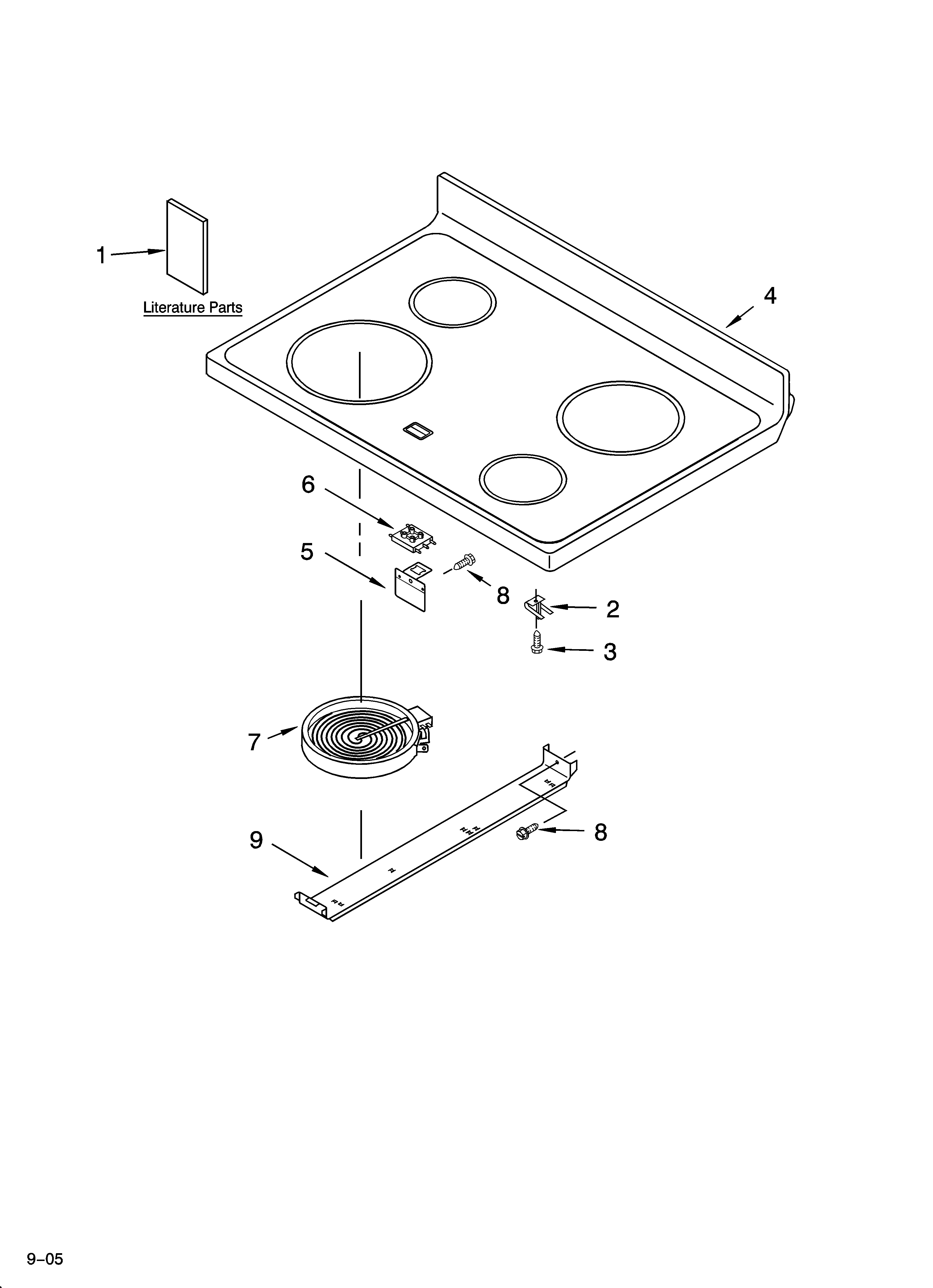 Whirlpool RF314PXMQ2 cooktop parts diagram