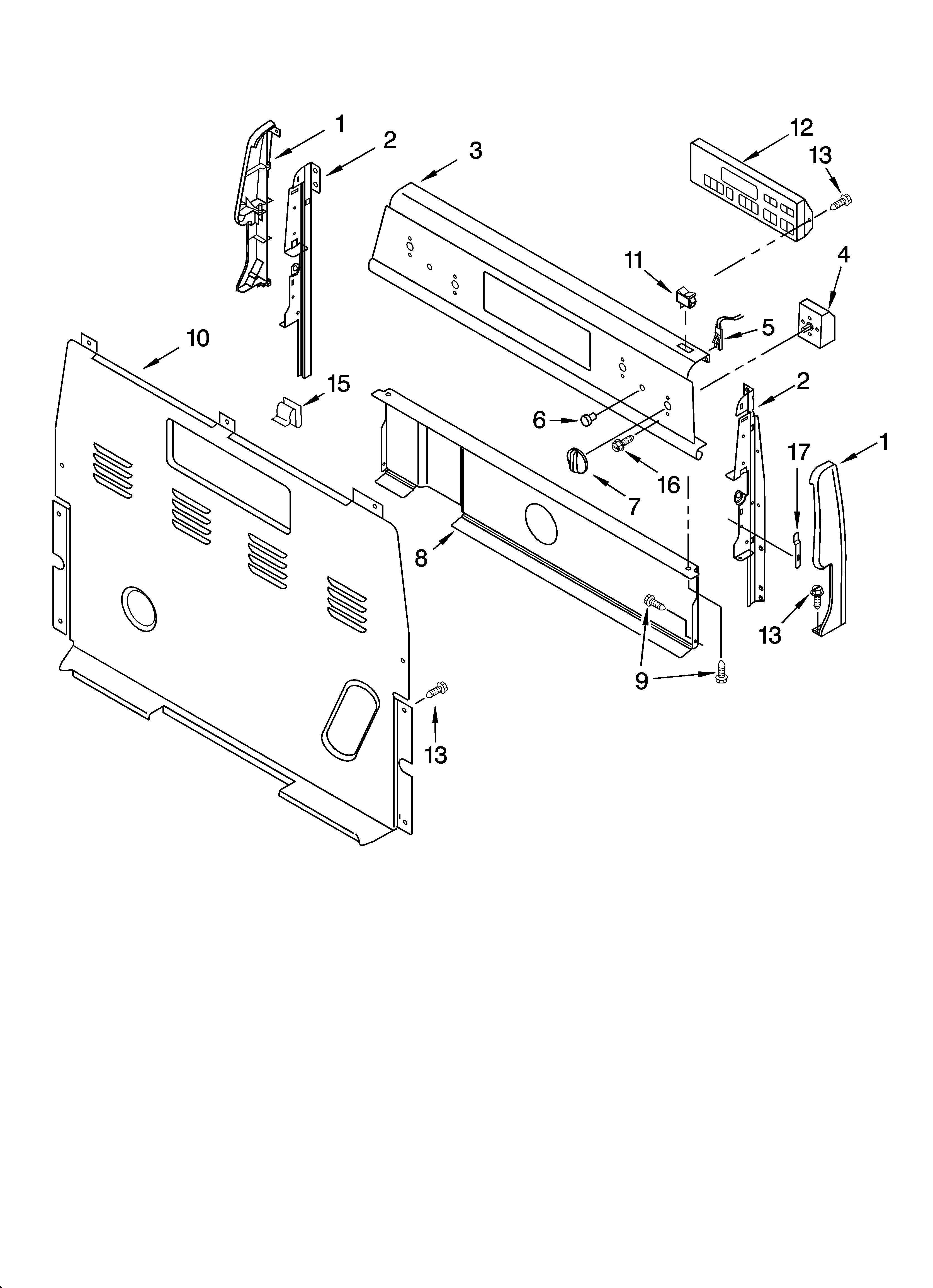 Whirlpool RF315PXPQ2 control panel parts diagram