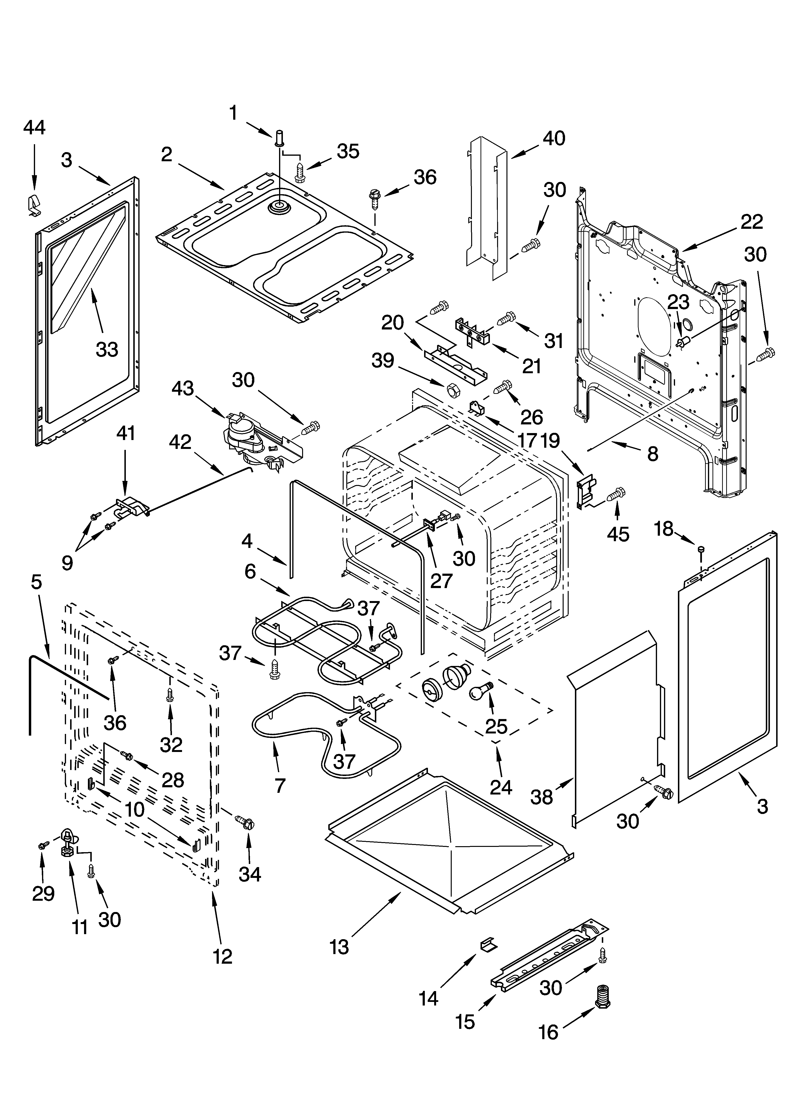 Whirlpool RF365PXMV2 chassis parts diagram