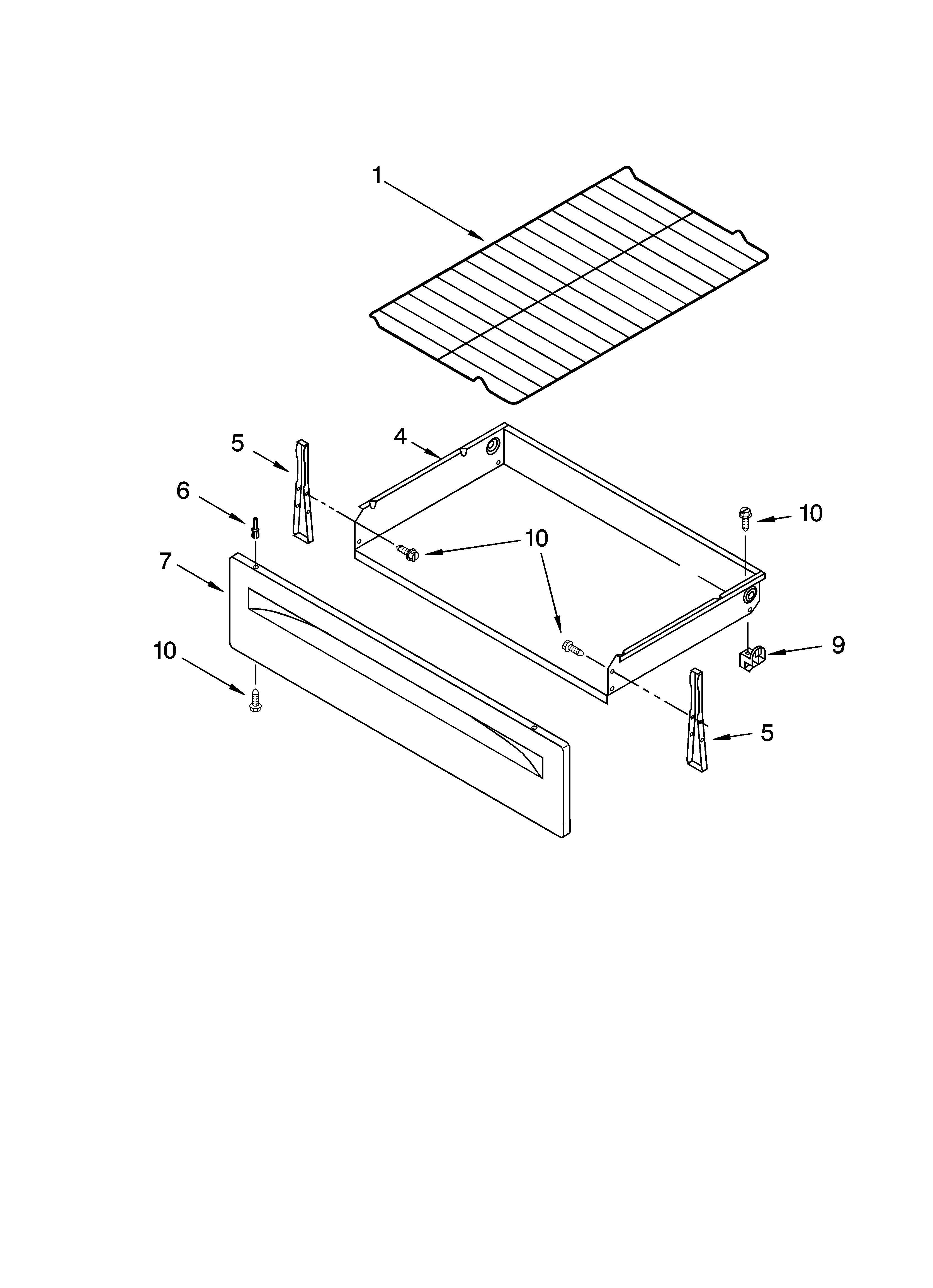 Whirlpool RF365PXMV2 drawer & broiler parts diagram