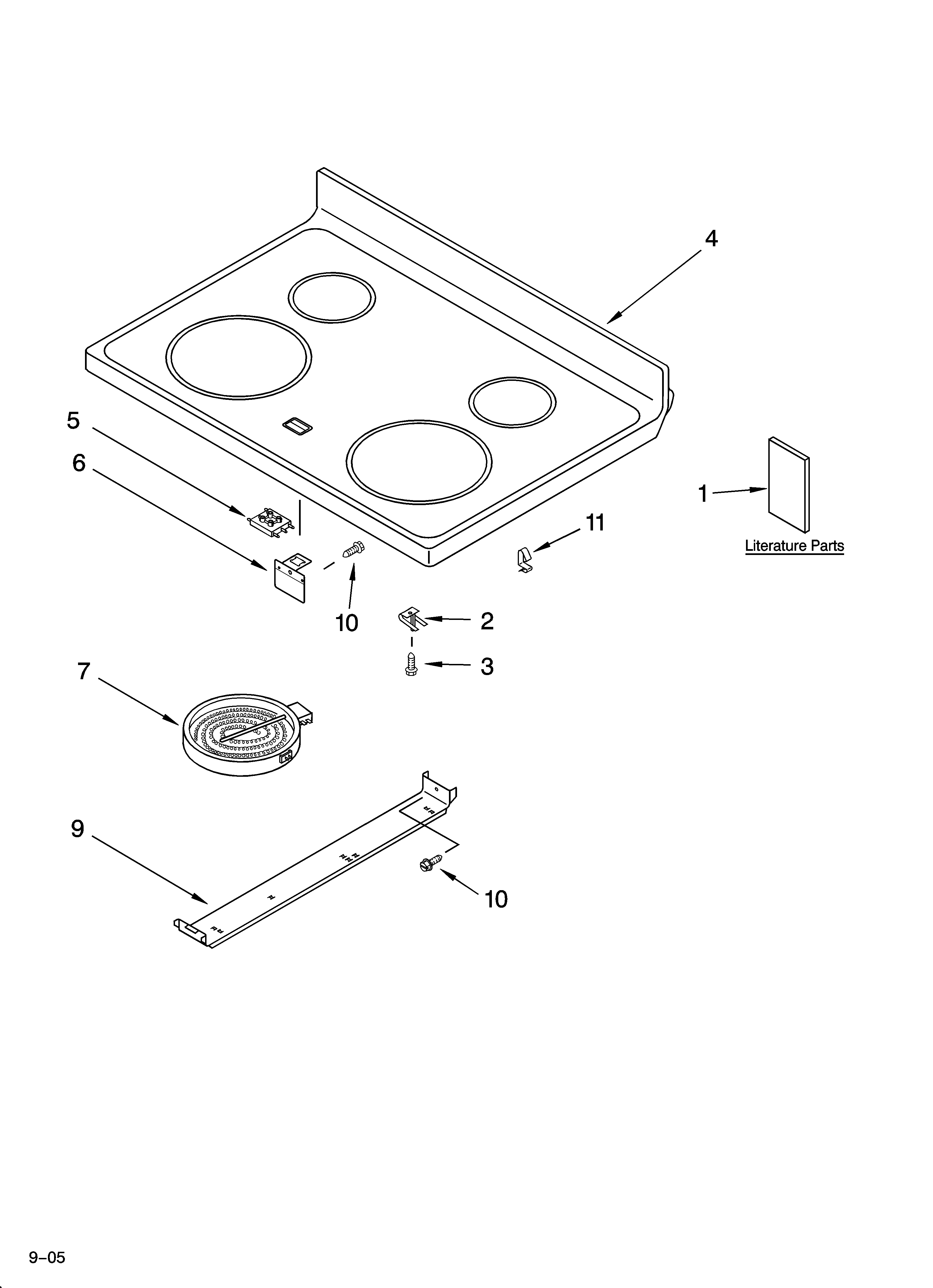 Whirlpool RF368LXPS2 cooktop parts diagram