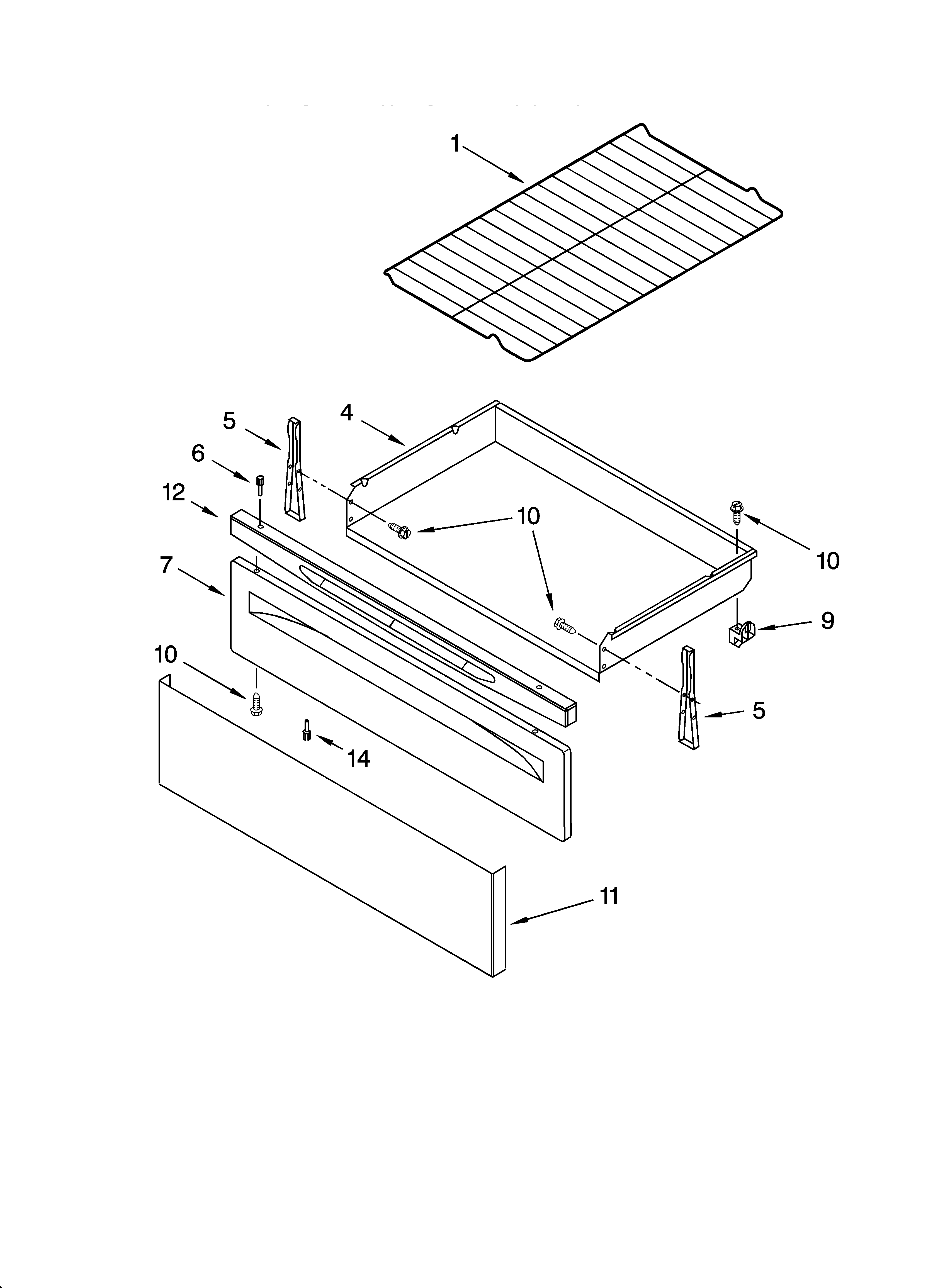 Whirlpool RF368LXPS2 drawer & broiler parts diagram