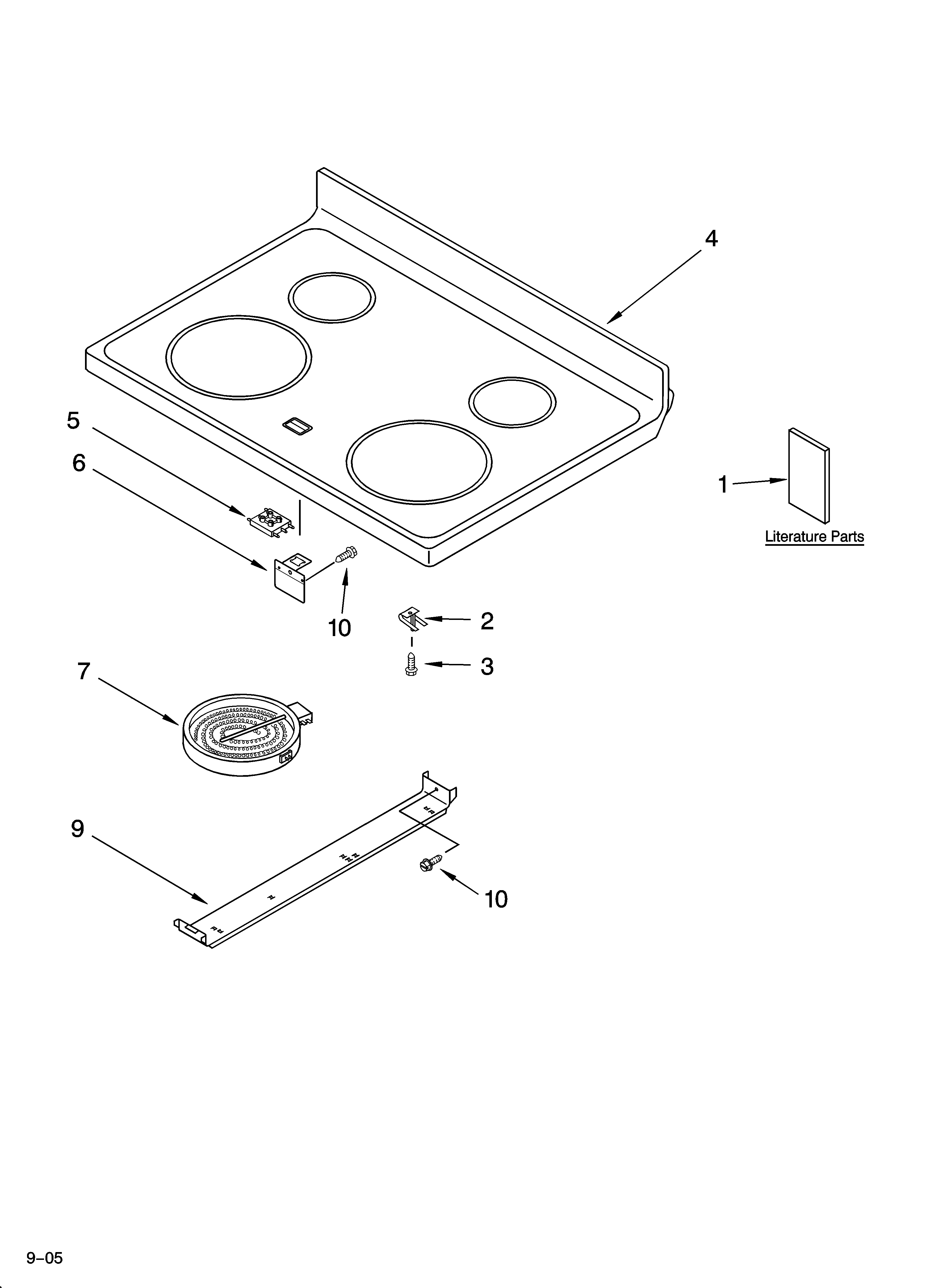 Whirlpool RF370LXPT2 cooktop parts diagram