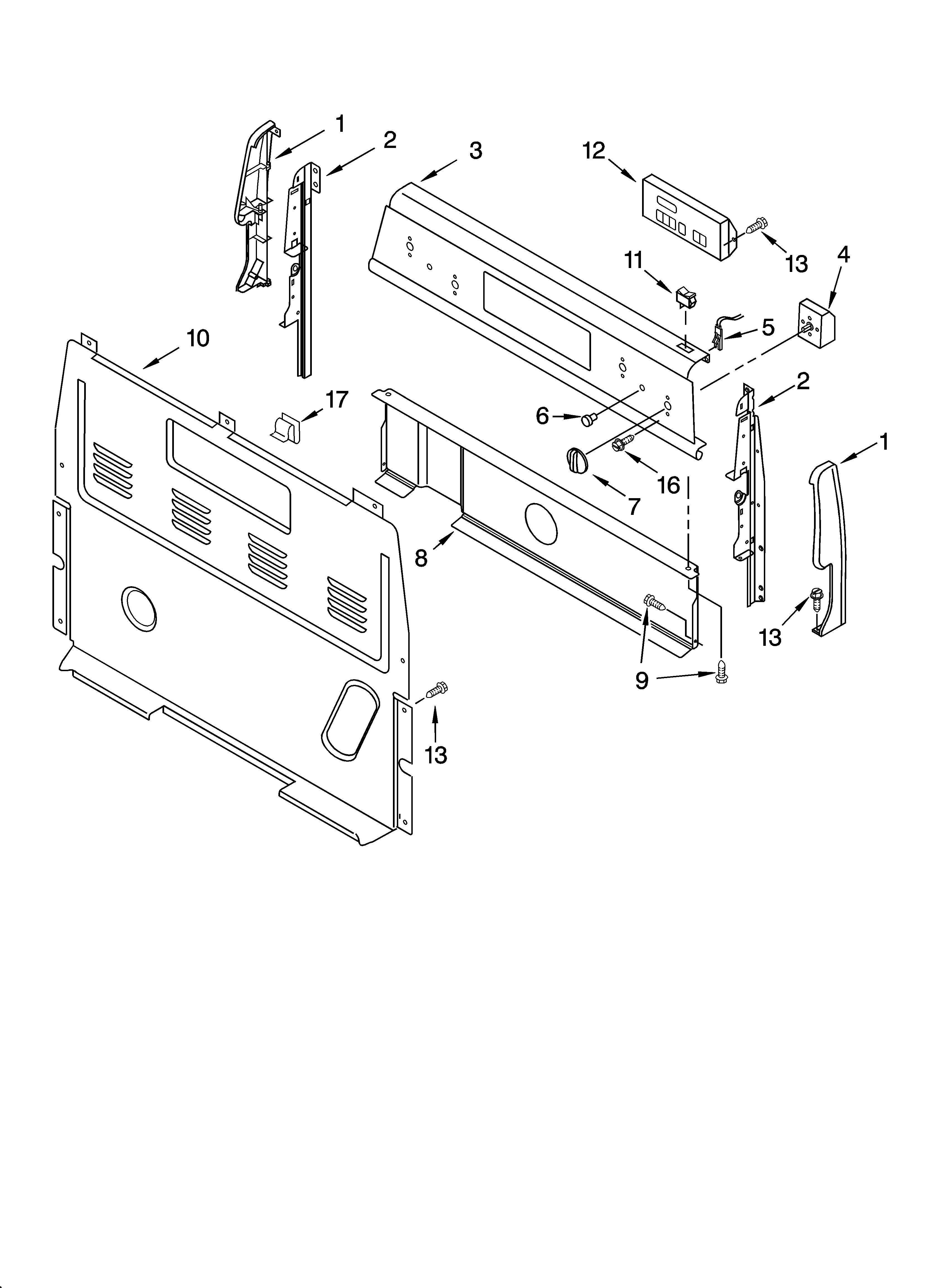Whirlpool RF370LXPT2 control panel parts diagram
