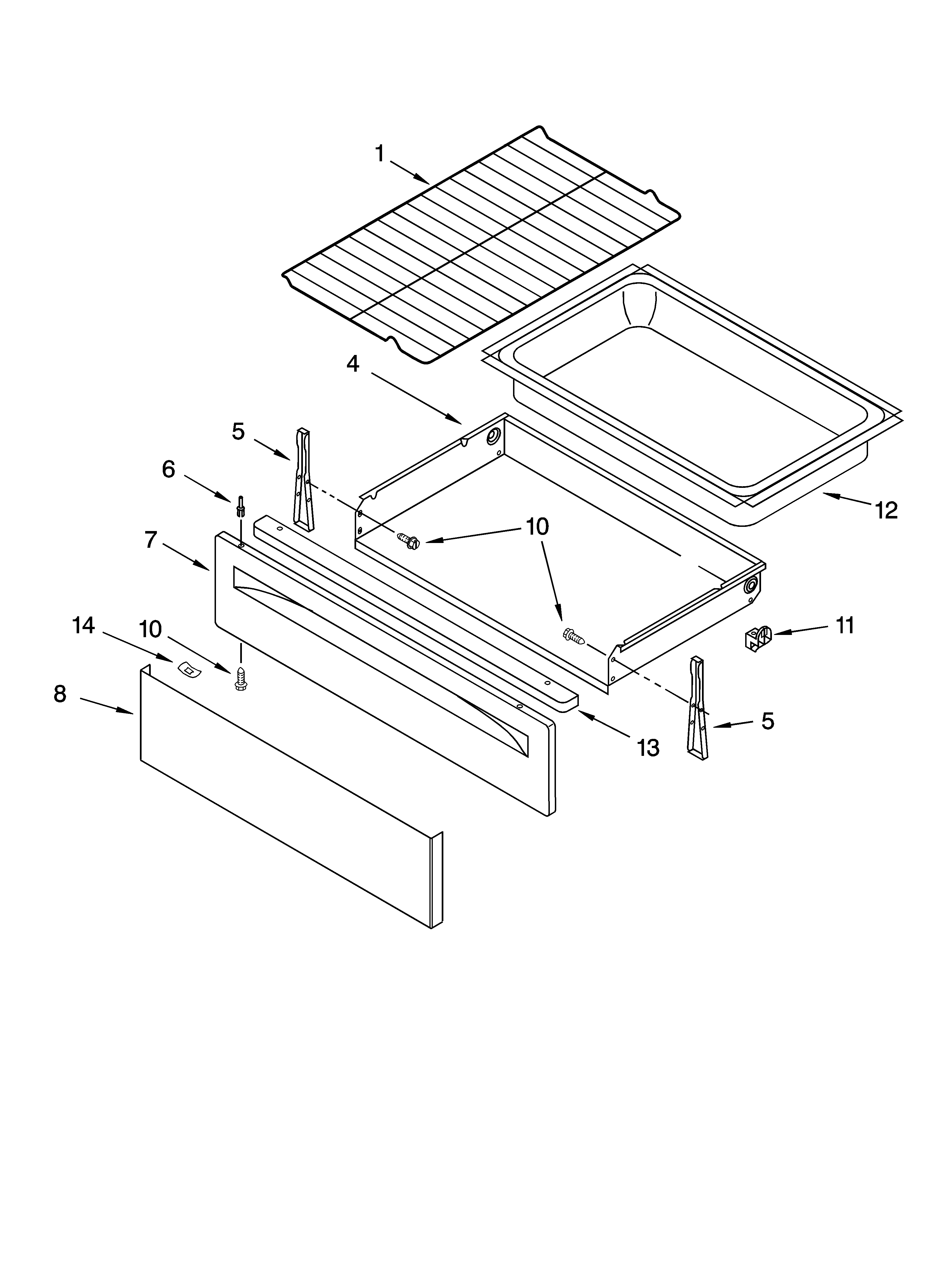 Whirlpool RF378LXPS2 drawer & broiler parts, optional parts diagram