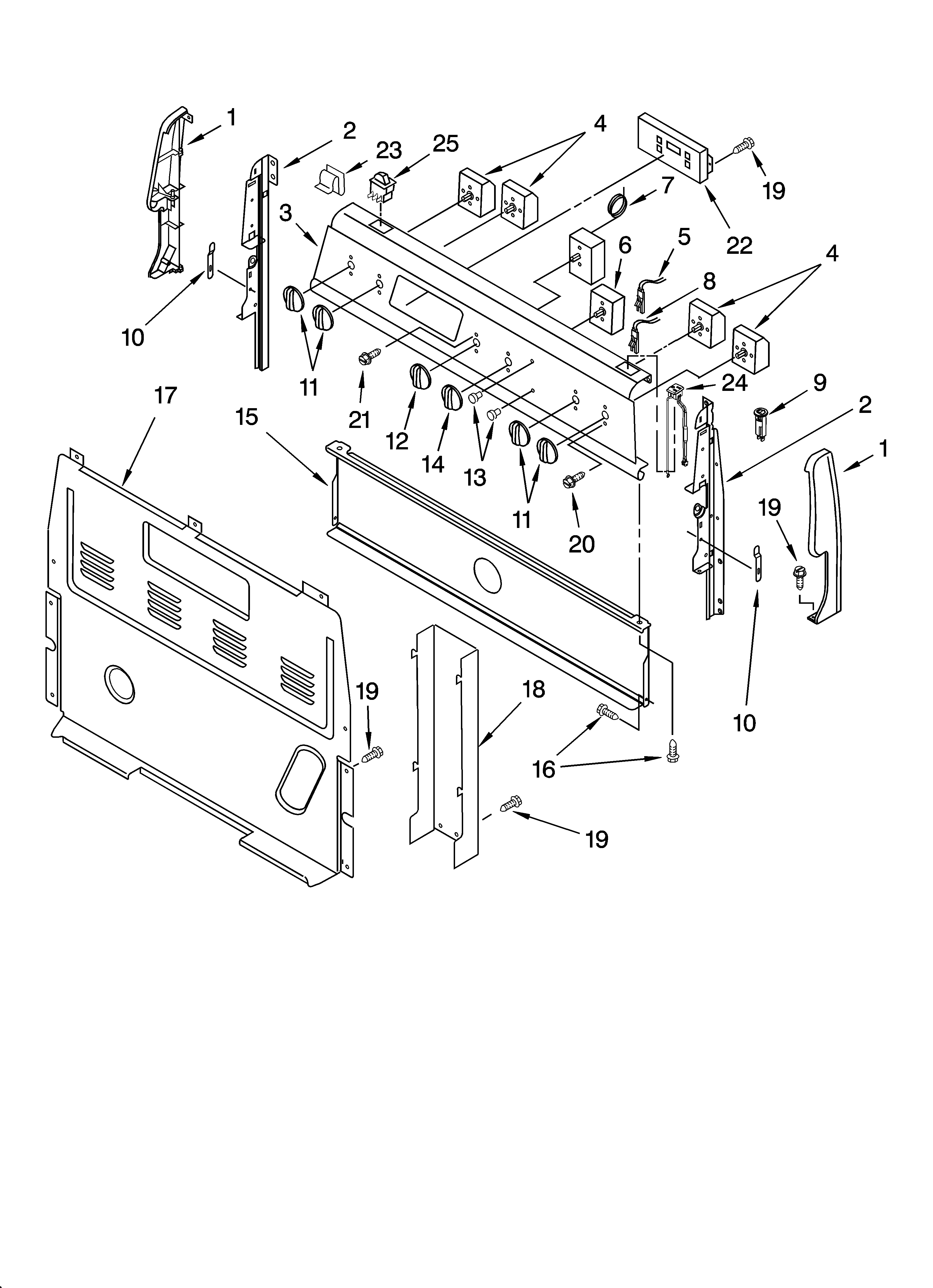 Roper RME32302 control panel parts diagram