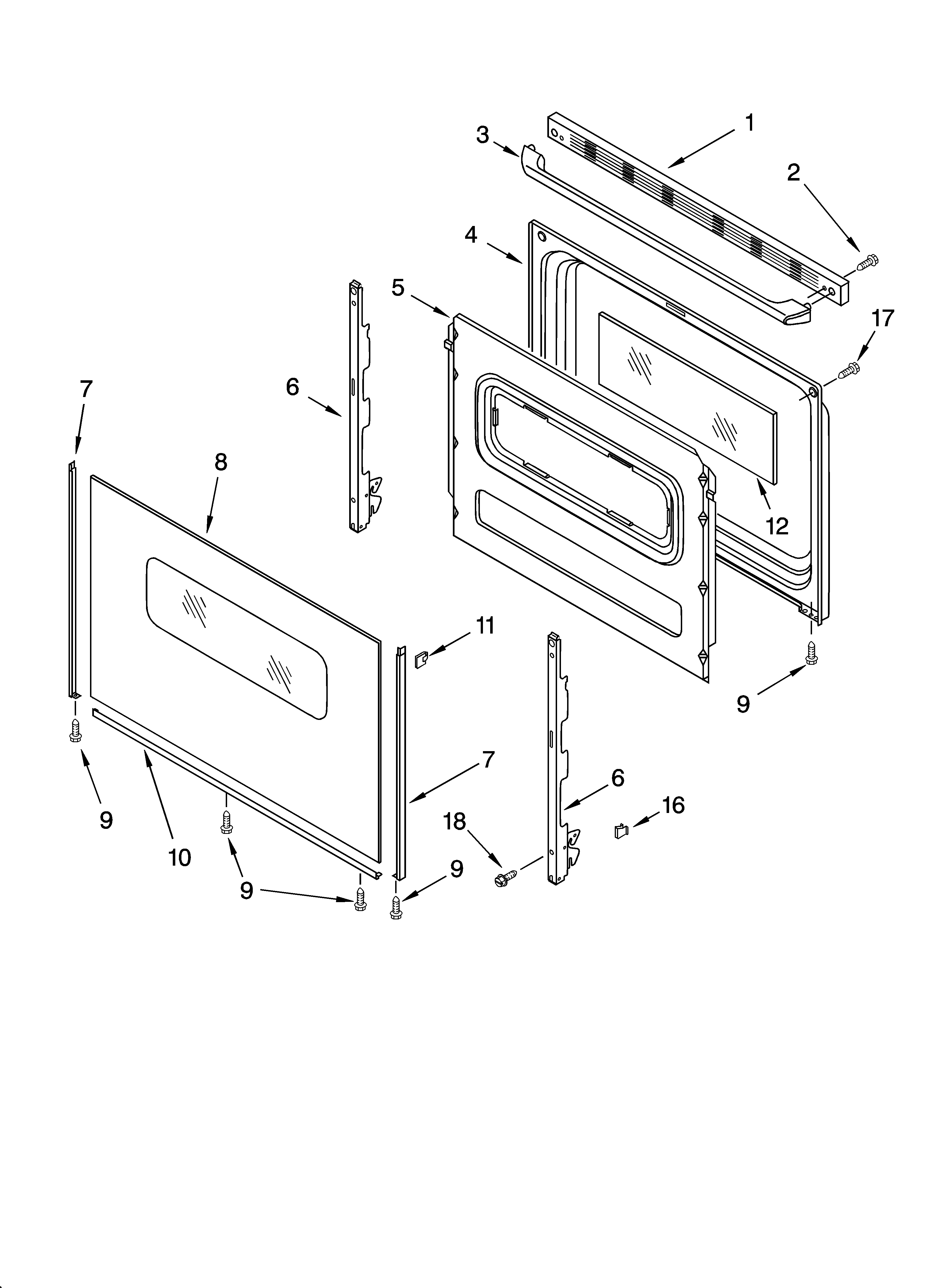 Roper RME32302 door parts, optional parts diagram