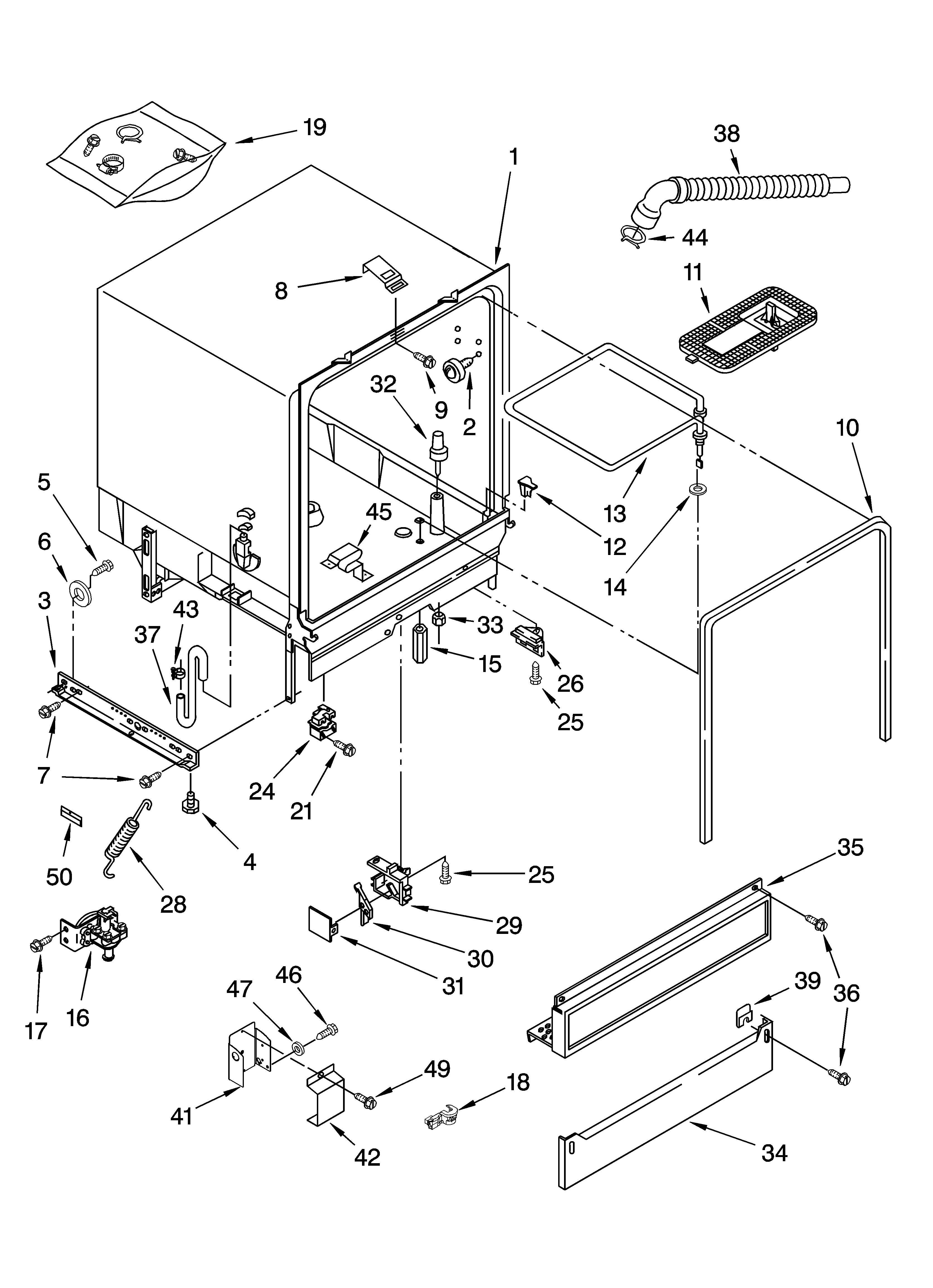 Roper RUD4000MU1 tub assembly parts diagram