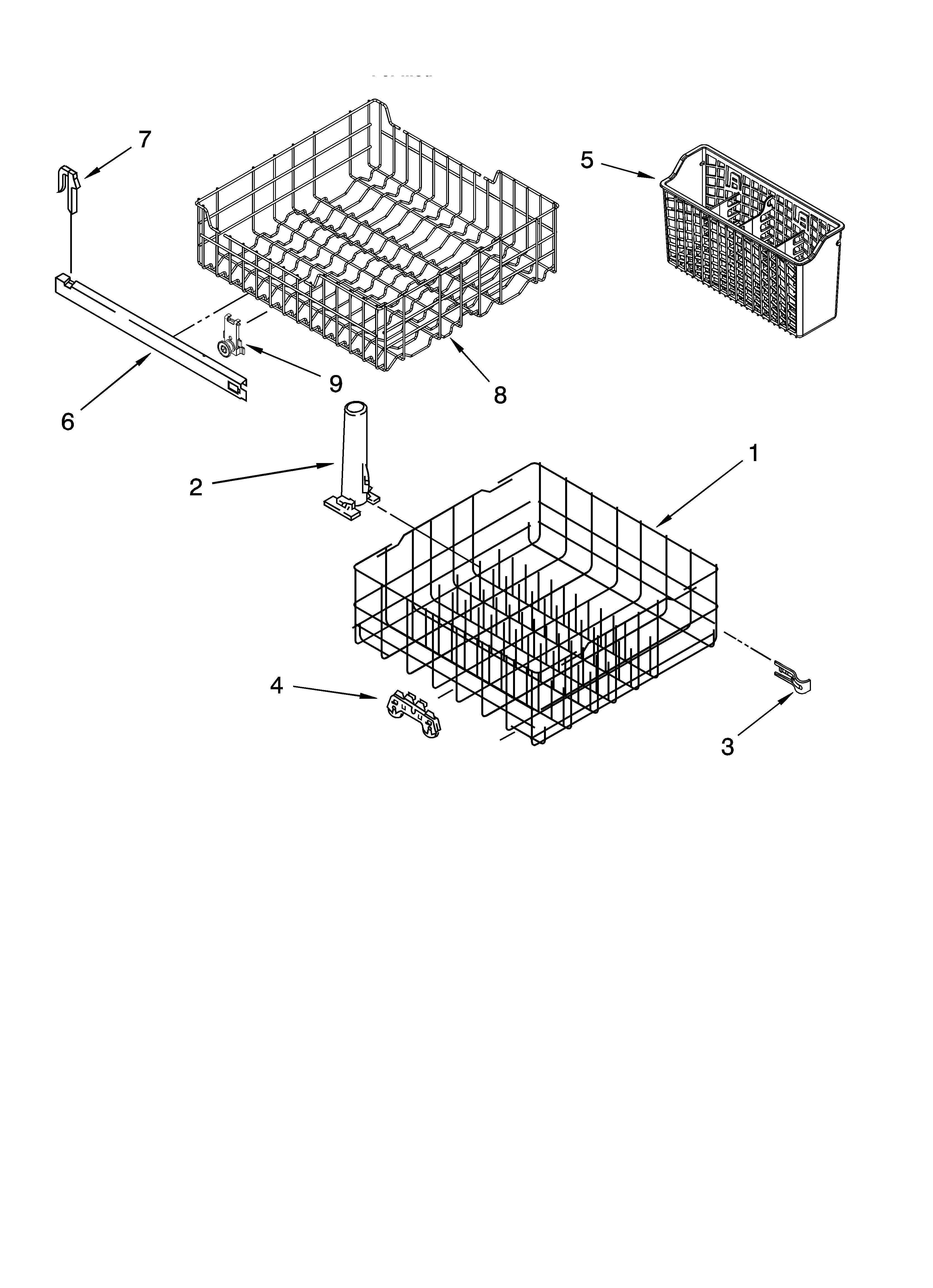 Roper RUD4000MU1 dishrack parts, optional parts diagram