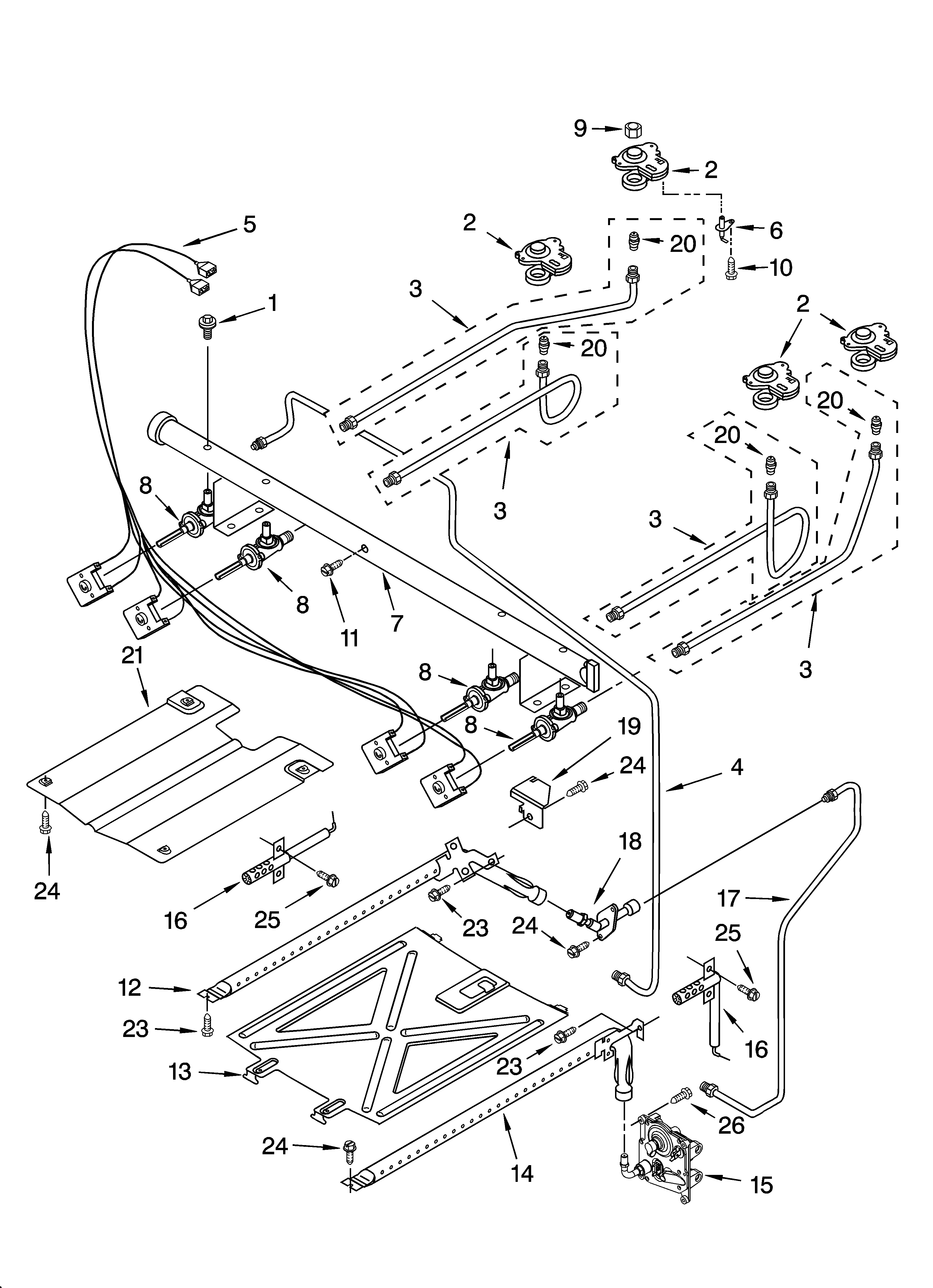 Whirlpool SF196LEPT2 manifold parts diagram