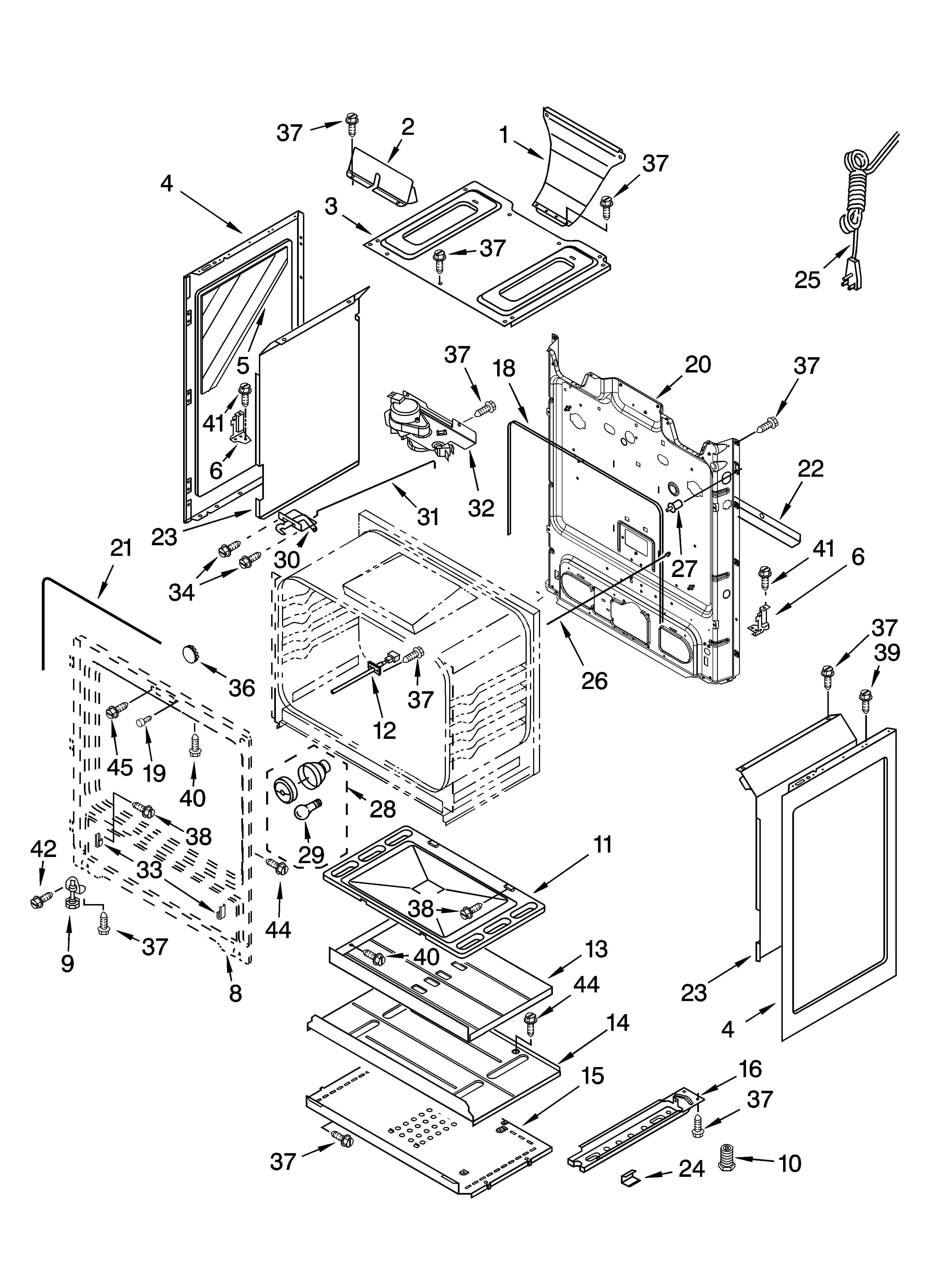 Whirlpool SF196LEPT2 chassis parts diagram