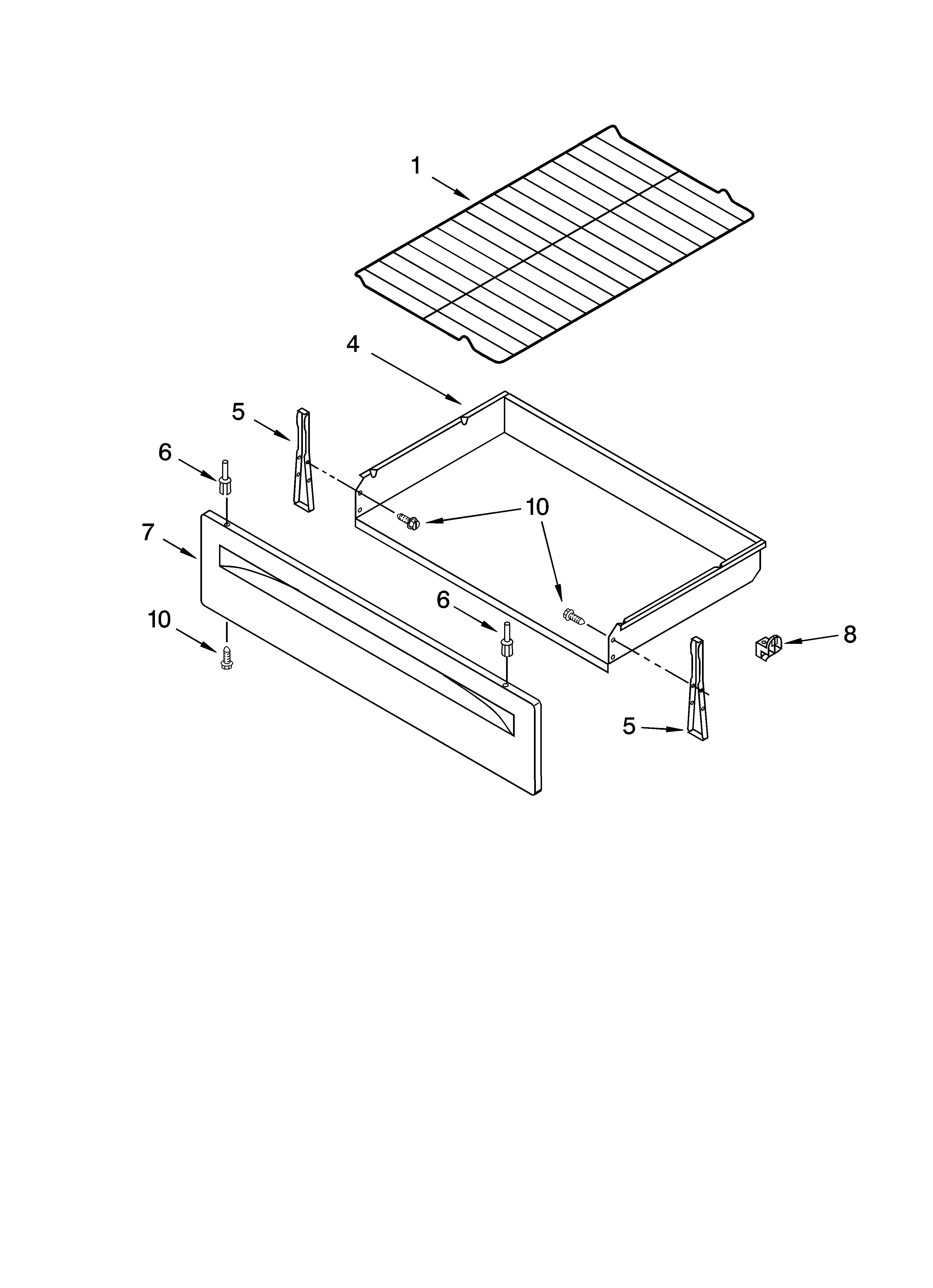 Whirlpool SF196LEPT2 drawer & broiler parts diagram