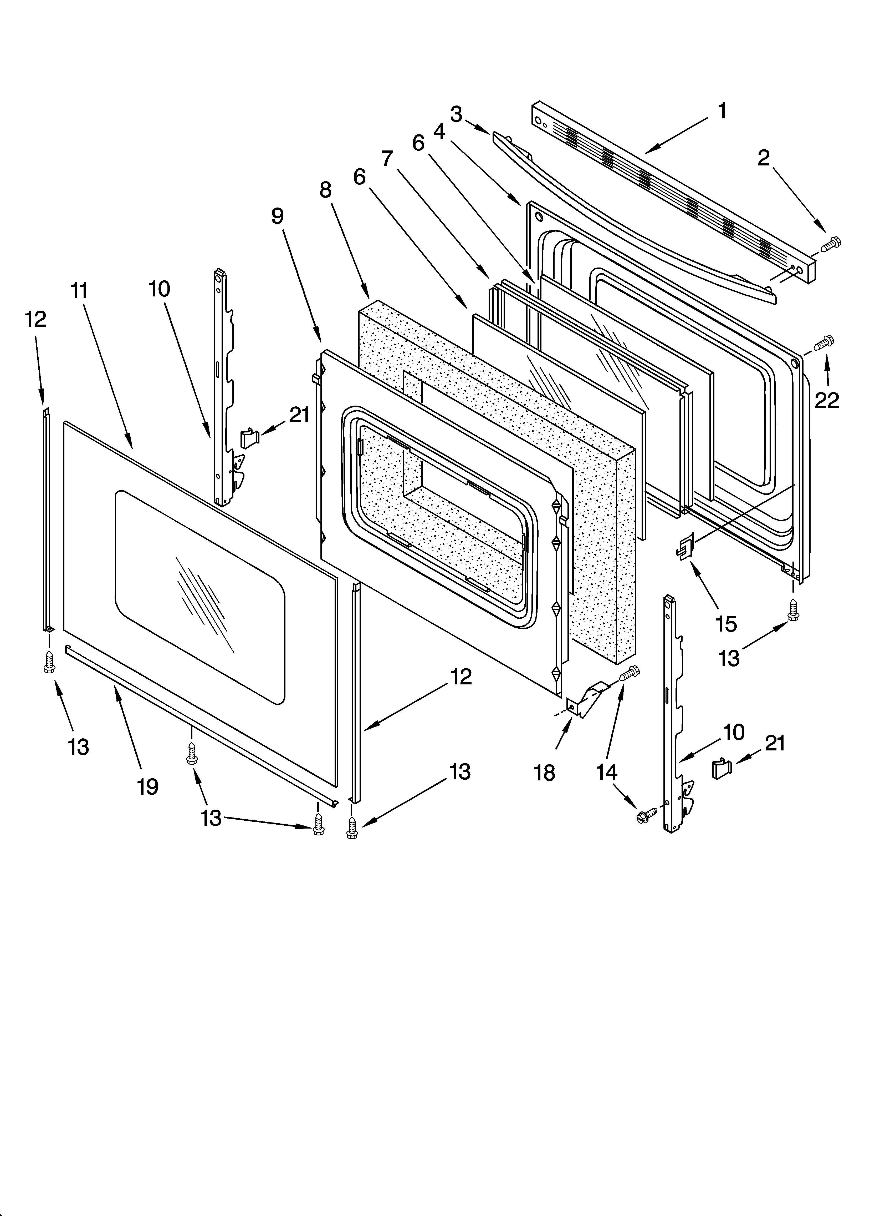 Whirlpool SF196LEPT2 door parts, optional parts diagram