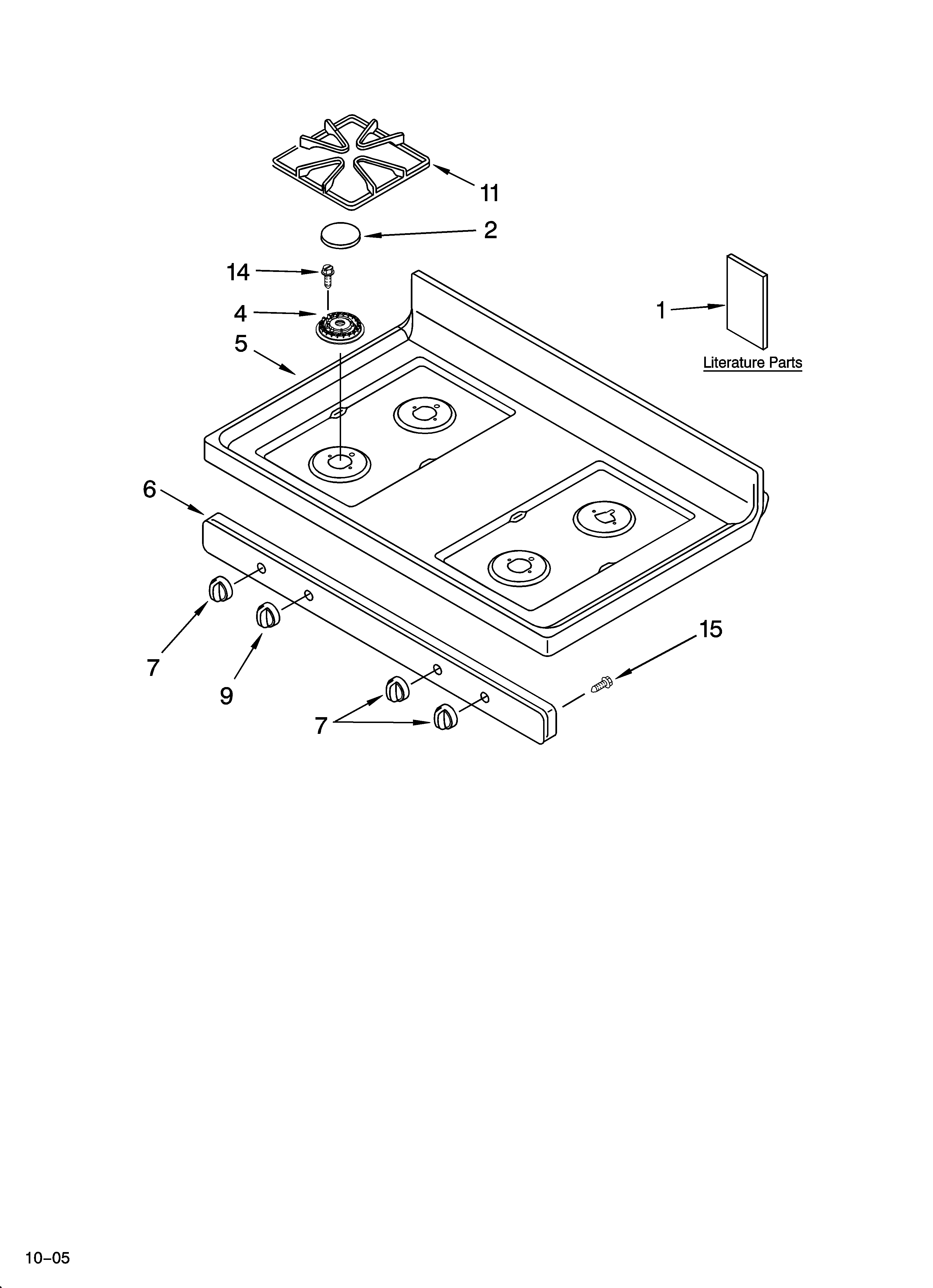 Whirlpool SF368LEPB2 cooktop parts diagram