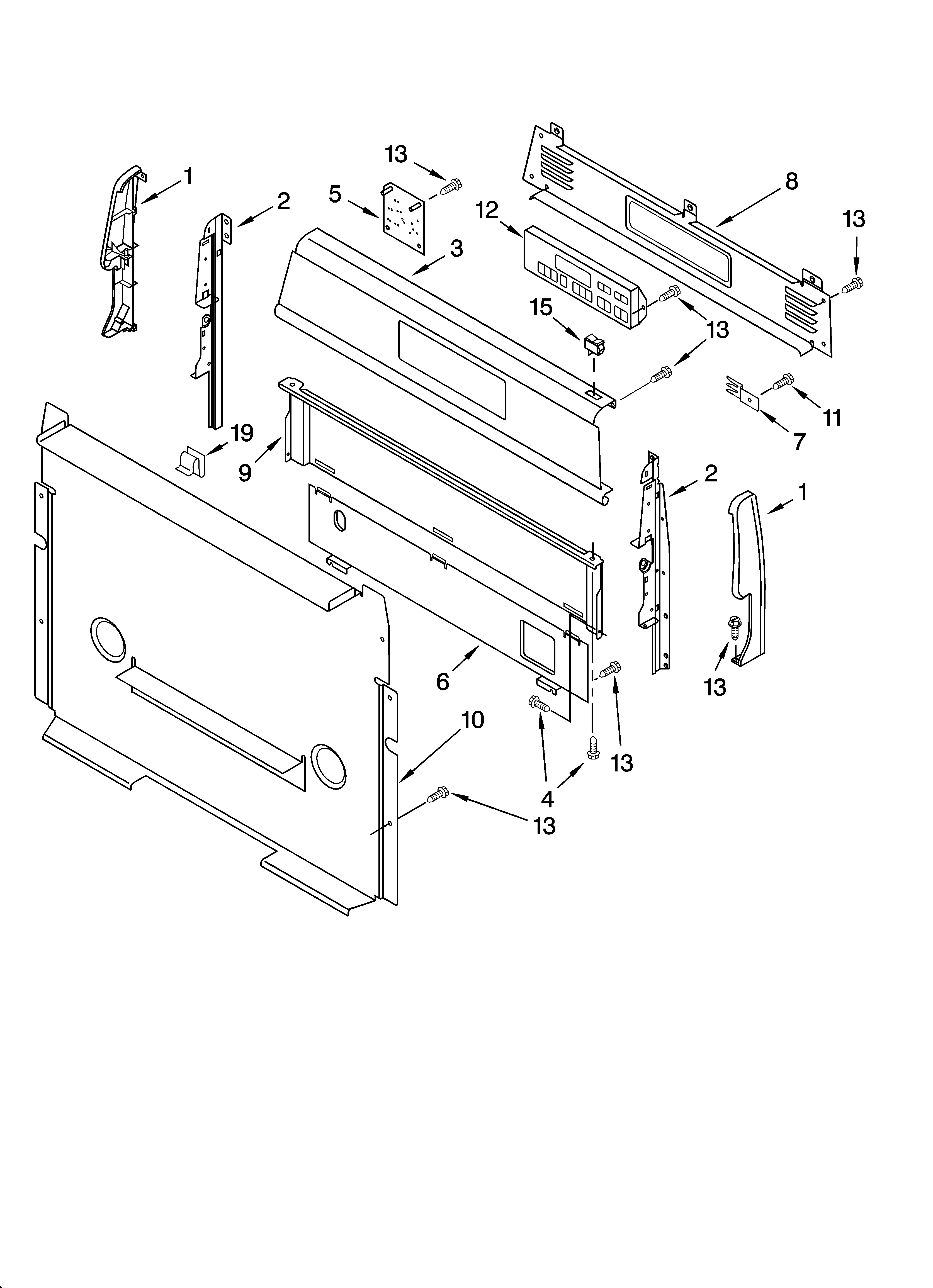 Whirlpool SF368LEPB2 control panel parts diagram