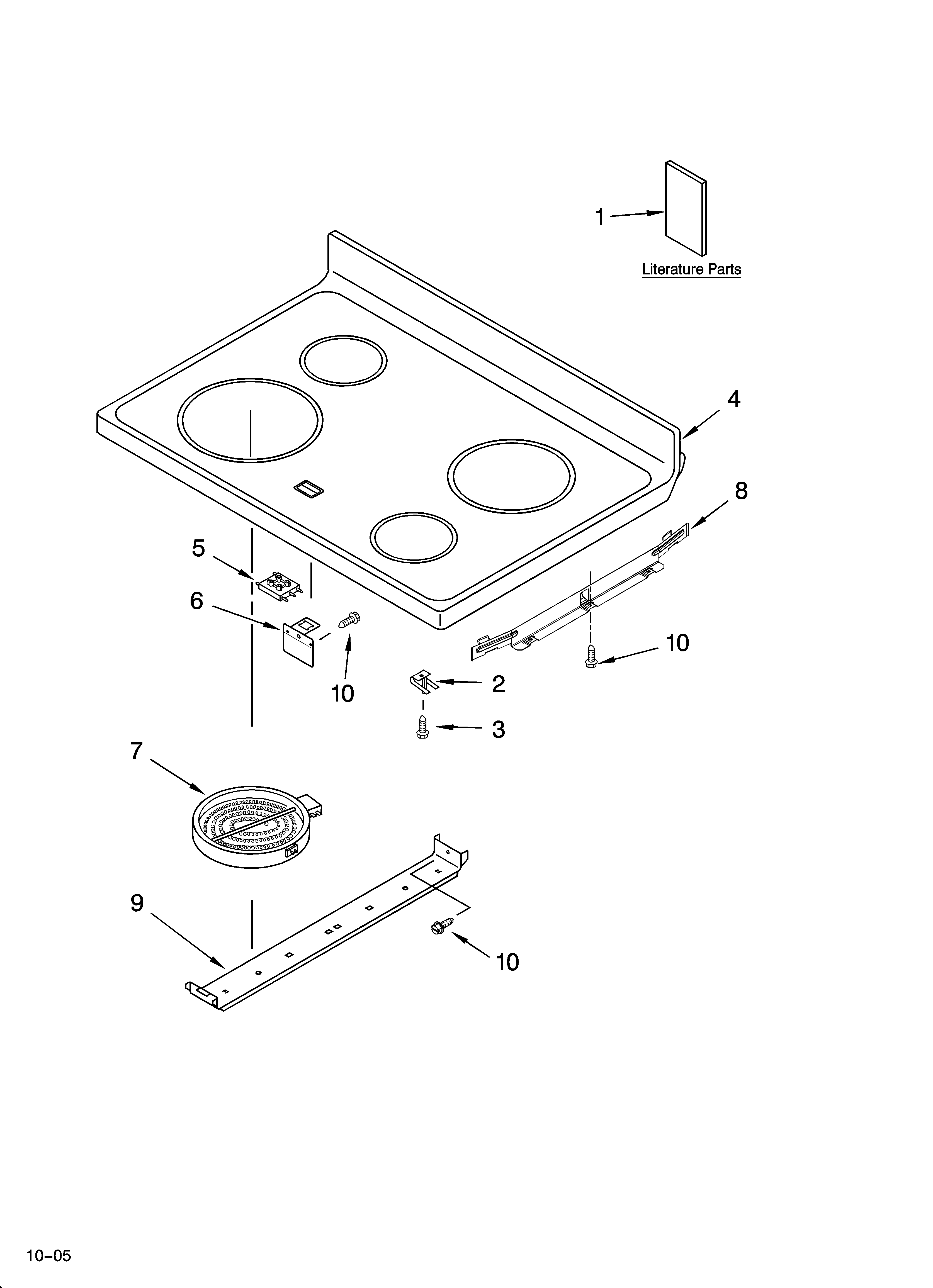 Estate TES356RD1 cooktop parts diagram