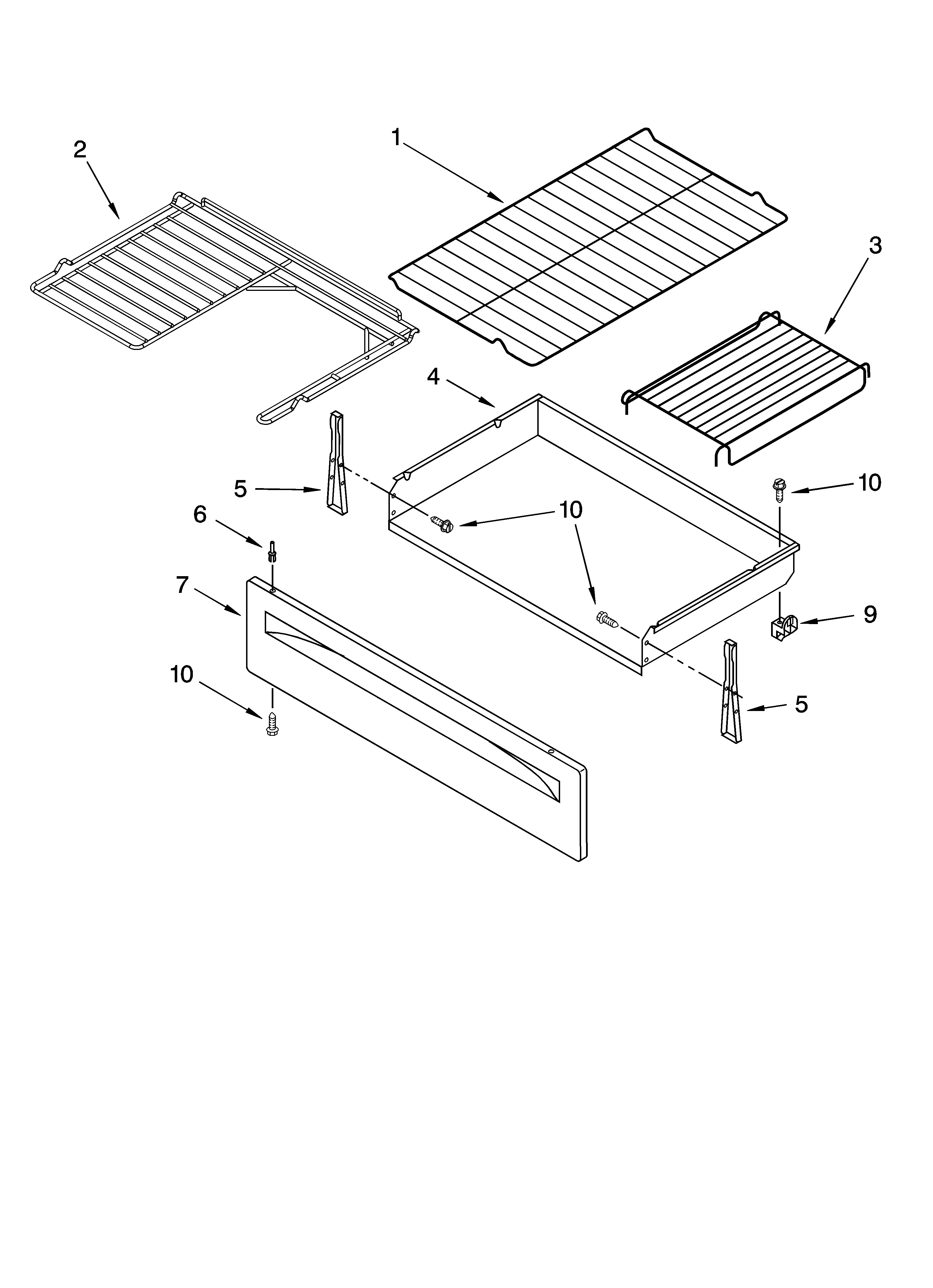 Estate TES356RD1 drawer & broiler parts, optional parts diagram