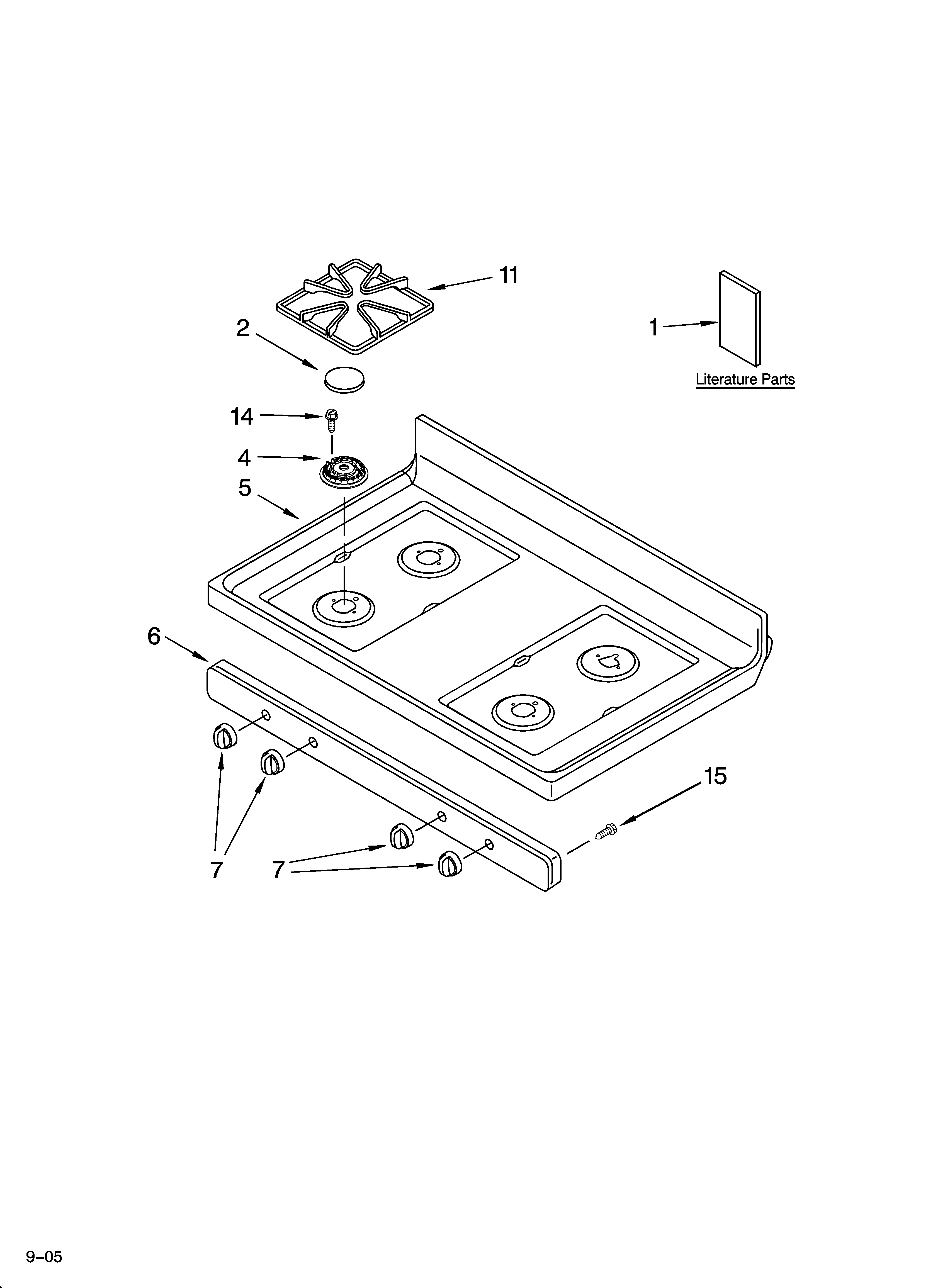 Estate TGS326RD1 cooktop parts diagram