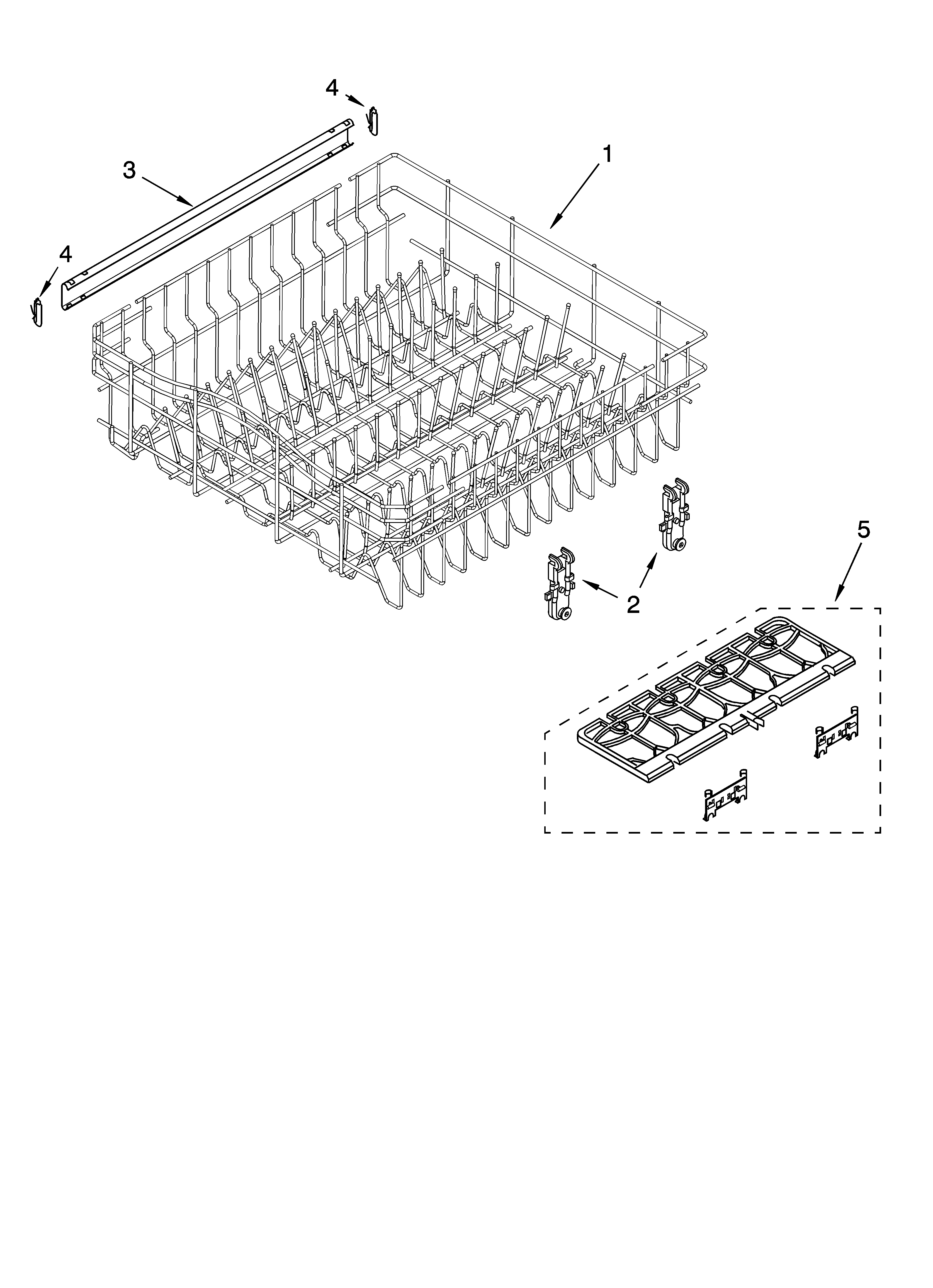 Estate TUD8700RQ0 upper rack and track parts diagram