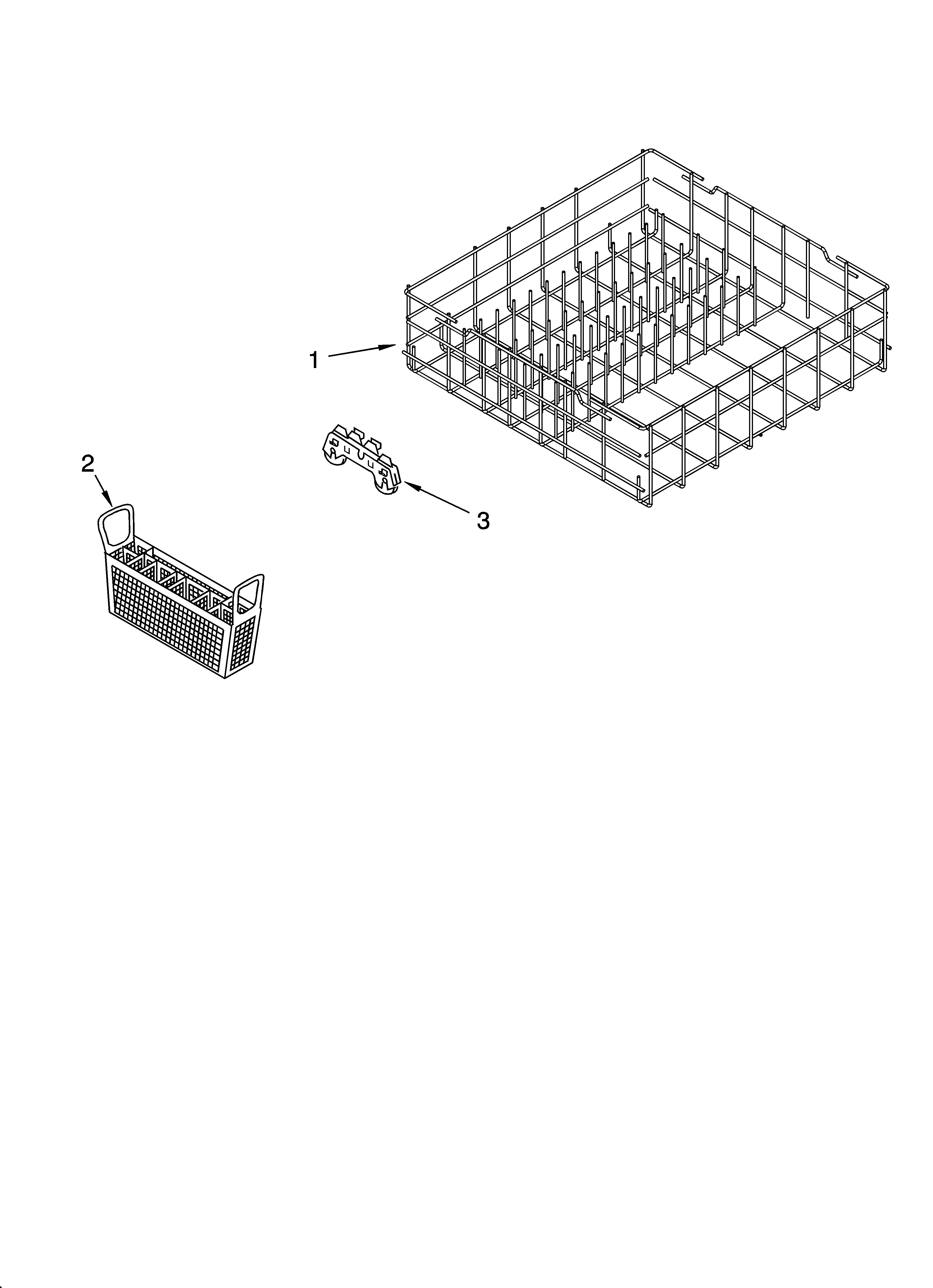 Estate TUD8700RQ0 lower rack parts, optional parts (not included) diagram